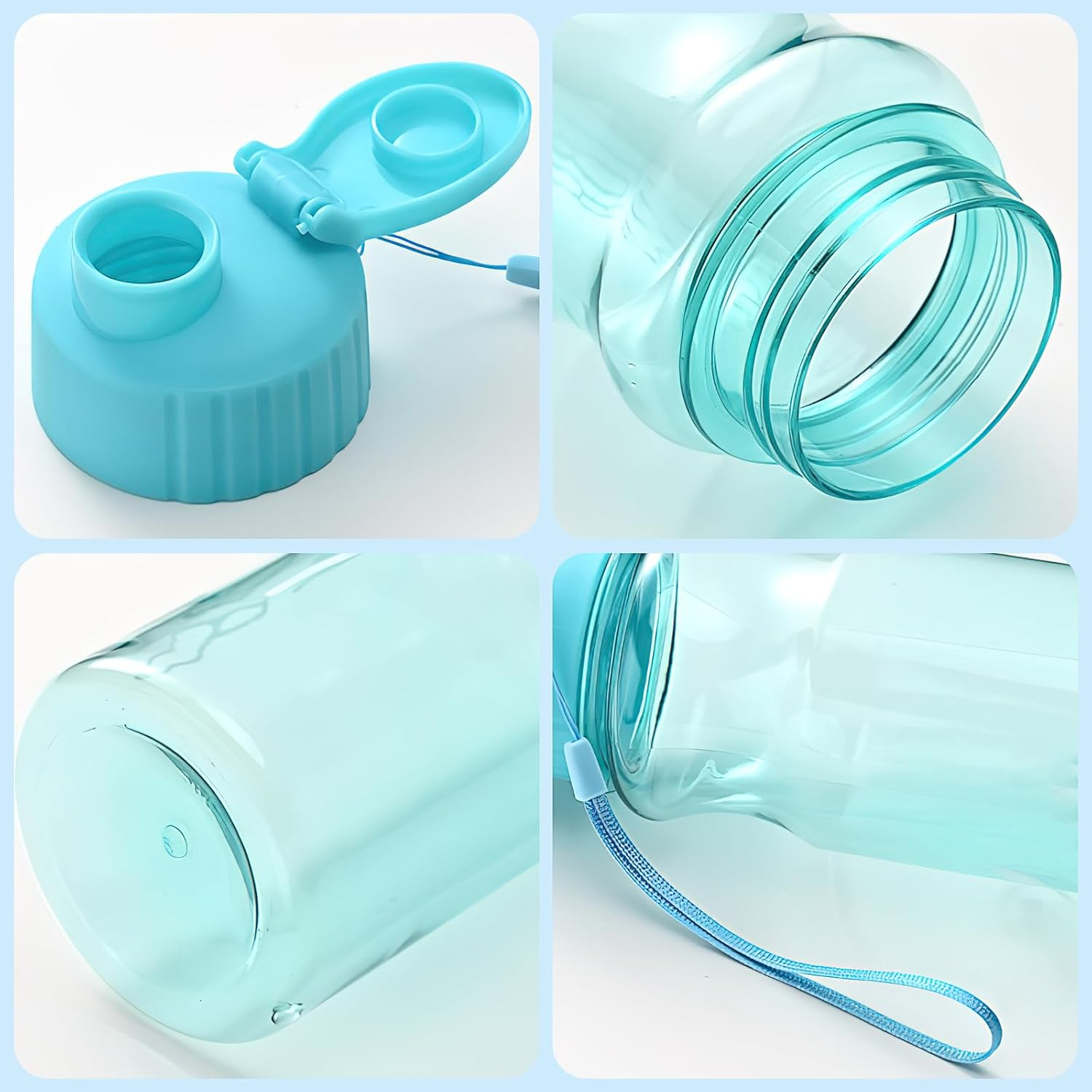 Water Bottles, 550Ml Sports Water Bottle, Shaker Bottle, Reusable Drinking Bottle with Flip Top Lids & Lanyards, Leakproof, BPA Free for Classrooms Gym Outdoor Sports Travel image number 2