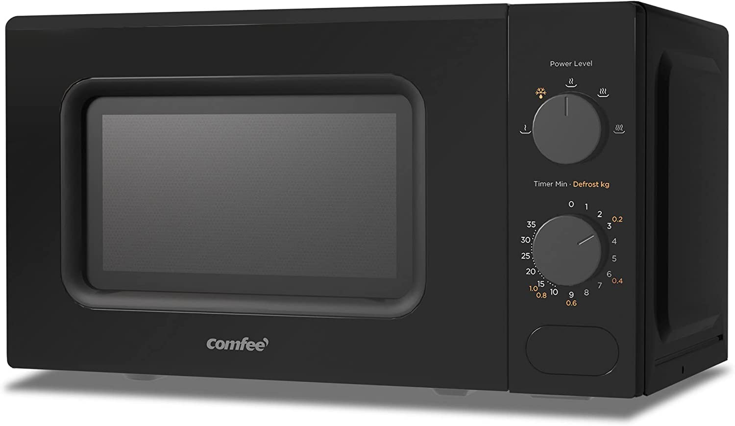 COMFEE' 700W 20L White Microwave Oven with 5 Cooking Power Levels, Quick Defrost Function, and Kitchen Manual Timer - Compact Design CM-M202CC(WH)