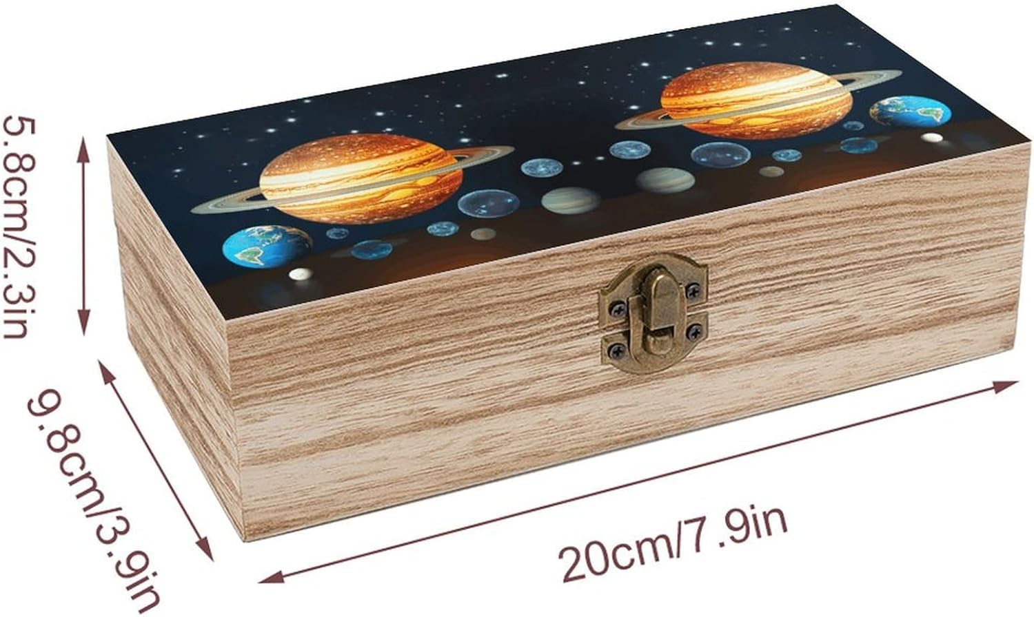 Solar System Planet Wooden Box Wood Wedding Keepsake Boxes with Lids Small Decorative Boxes Lightweight Wooden Memory Storage Box for Crafts Keepsakes Jewelry Photo Letter Storage image number 3
