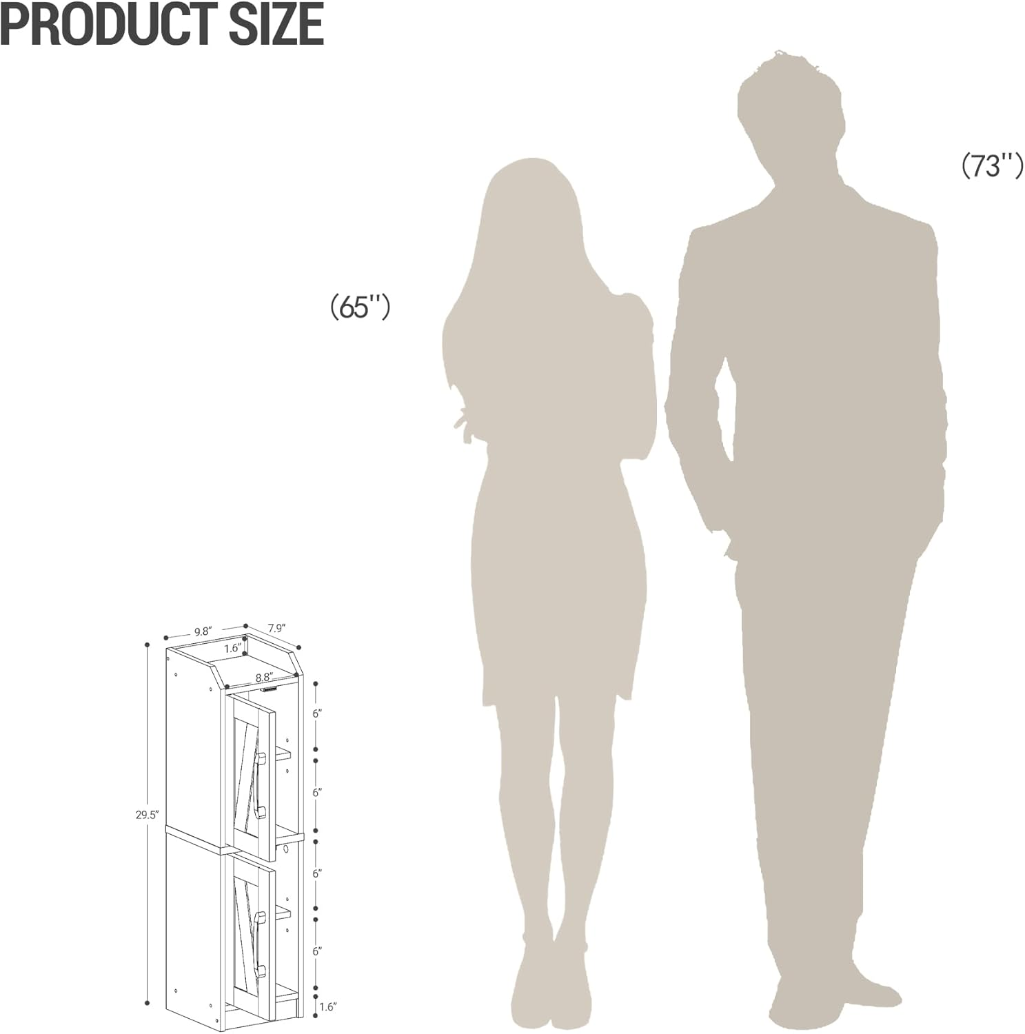 Hzuaneri Bathroom Storage Cabinet, Small Corner Floor Cabinet with Door and Shelves, Narrow Bathroom Organizer and Paper Storage with Adjustable Shelves, for Small Spaces, White BC27113X image number 1