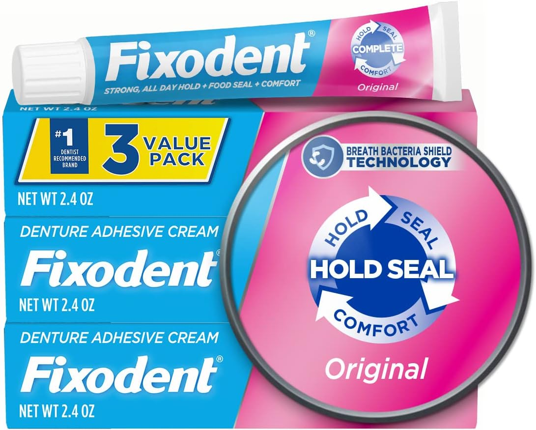Fixodent Complete Original Denture Adhesive Cream, 2.4 Oz, 3 Pack image number 2