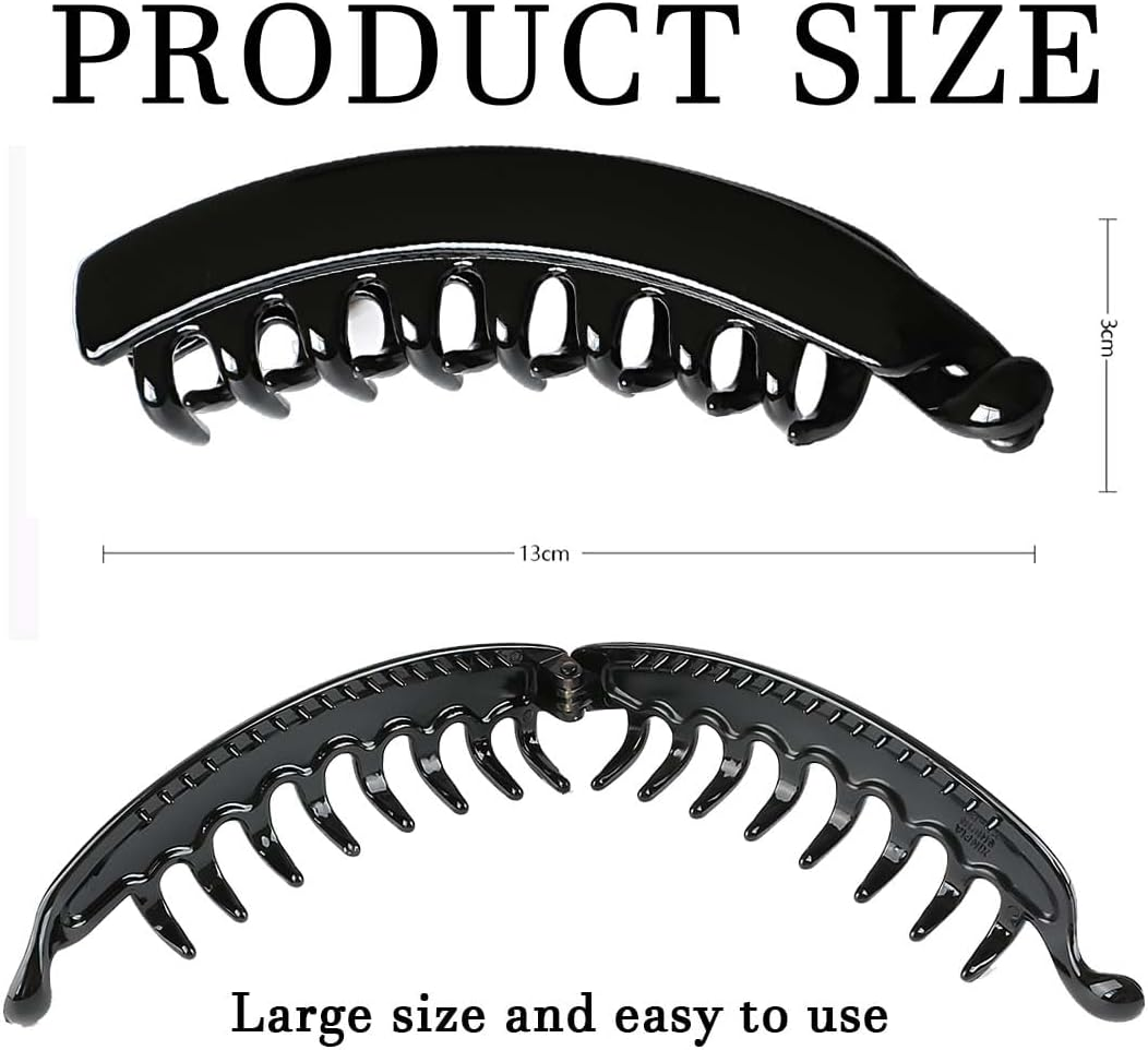 Women'S Hair Clips, Pack of 4 Large Banana Hair Clips, Vintage Banana Clip, Ponytail Hair Clip, Thick Hair for Women and Girls