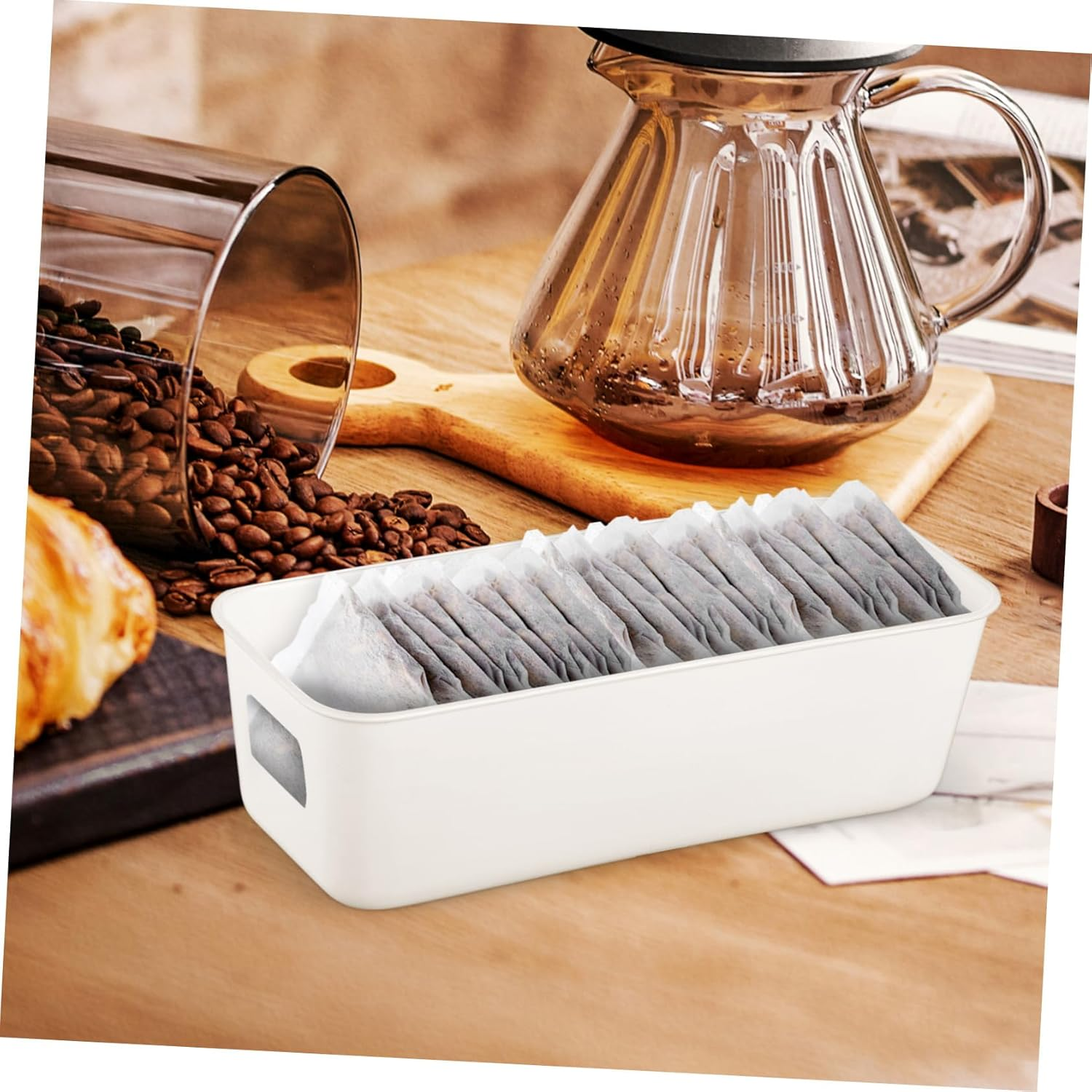 Thin Rectangular Storage Bins 8Pcs Plastic Organizers for Kitchen Pantry and Bathroom Shelves