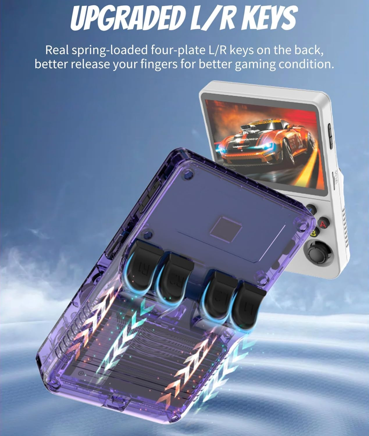 R36S 3.5 Inch Retro Gaming Console, 21000+ Games Retro Handheld Game Console, Video Game Console with Dual Stylem Linux/Garlic Supports & Dual 3D Joysticks -128G -Purple image number 5