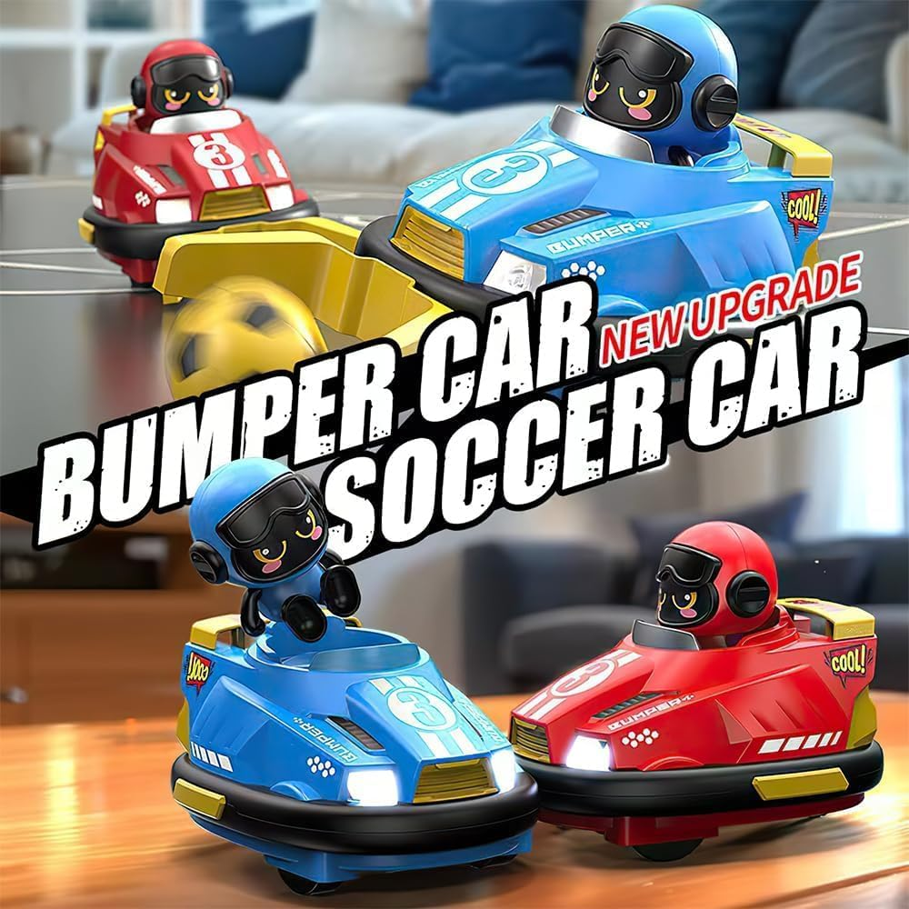 B-Qtech 2 Pack Remote Control Cars Toys for Kids, Speed Cars Games, RC Battle Bumpers, Cartoon Cars with Music & Light, Christmas Birthday Gifts image number 4