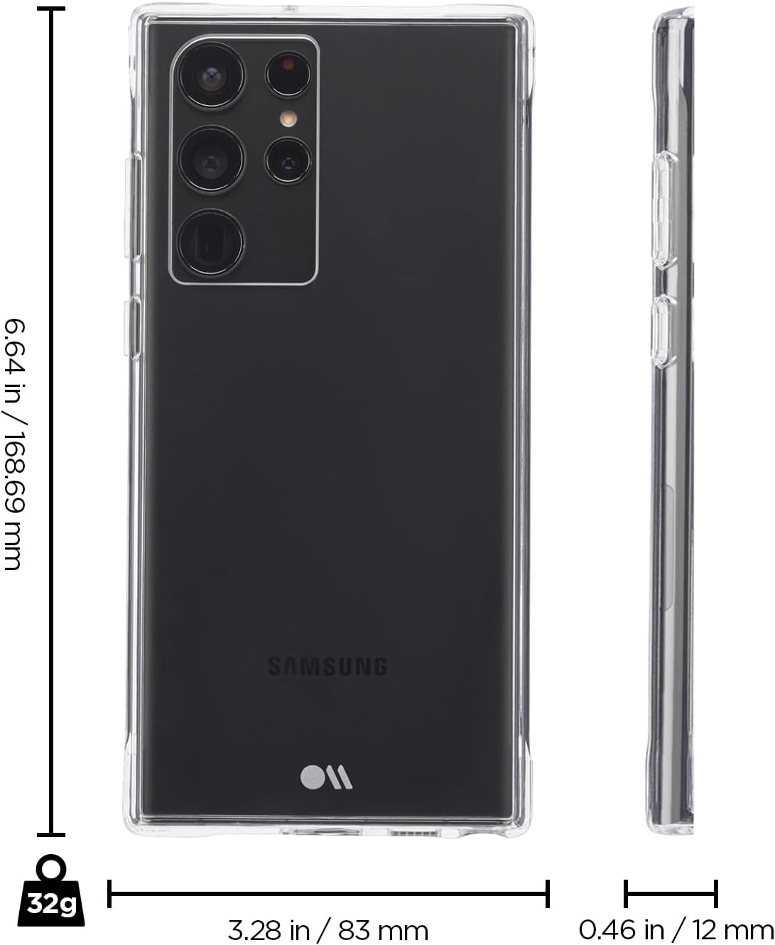 Case-Mate Tough Phone Case for Samsung S22 Ultra, Clear image number 4