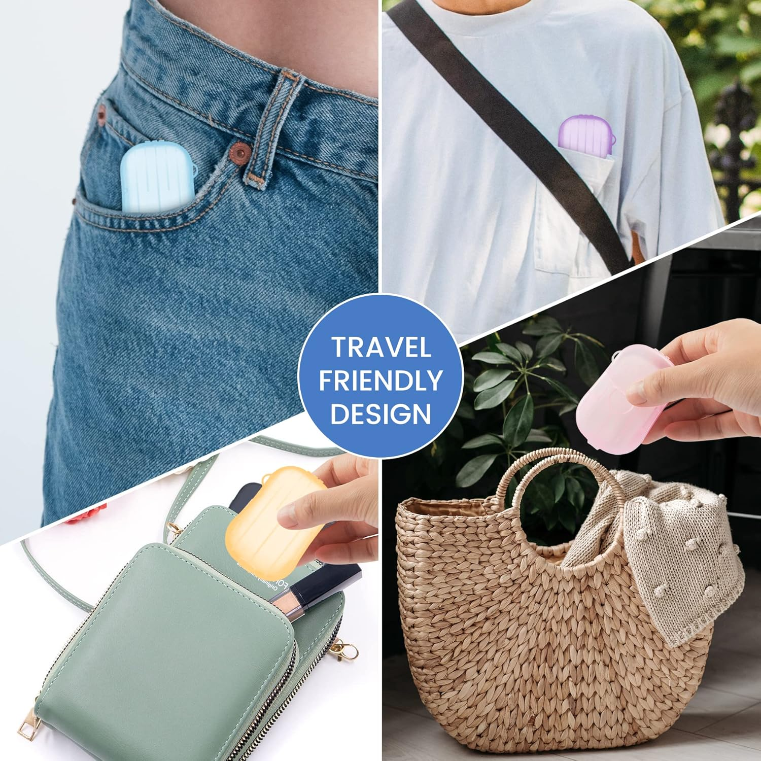 TXIN 10 Boxes Disposable Hand Washing Cleaning Paper Soap Flakes Mini Bath Slice Sheets Scented Foaming Paper Soap for Travel Camping Hiking image number 1