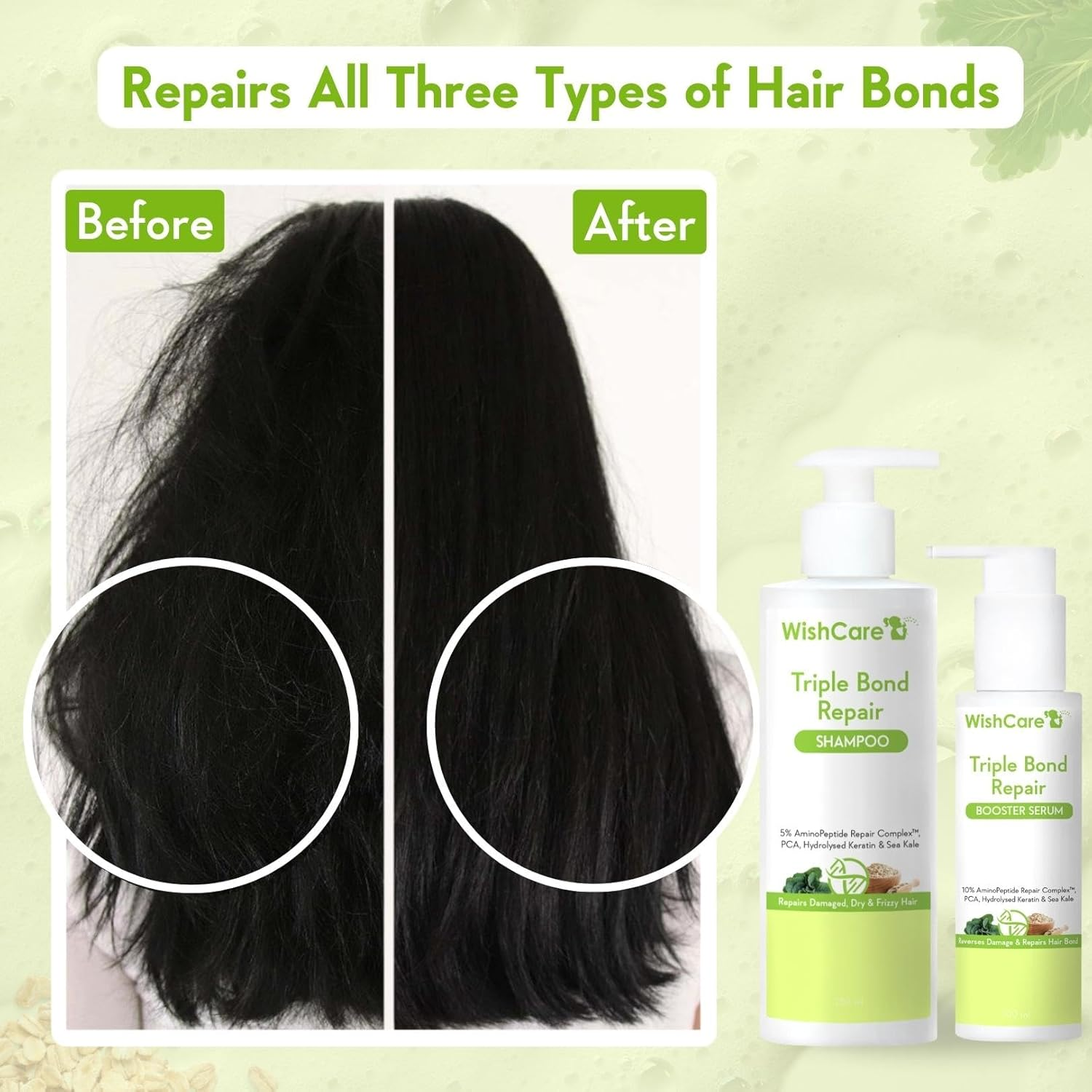 Triple Bond Repair Shampoo for Dry & Frizzy Hair - 5% Aminopeptide Complex & PCA - Repairs Damaged & Frizzy Hair 250Ml image number 3