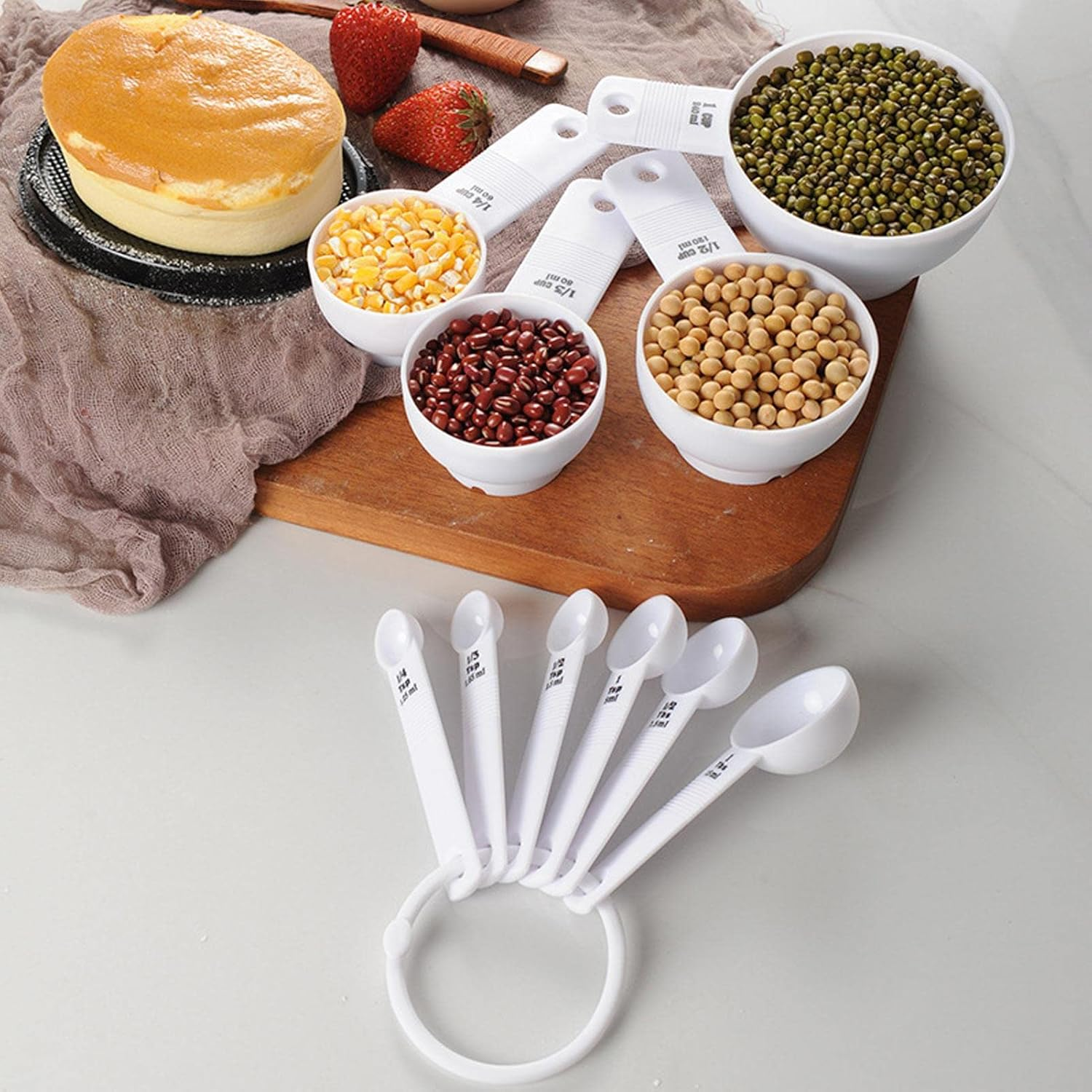 Measuring Cup Set - Simply Modern Professional 10-Pc PP Measuring Cups and Spoons Set with Handles | PP Kitchen Cooking Baking Stackable Measurement BPA Dishwasher Safe image number 3