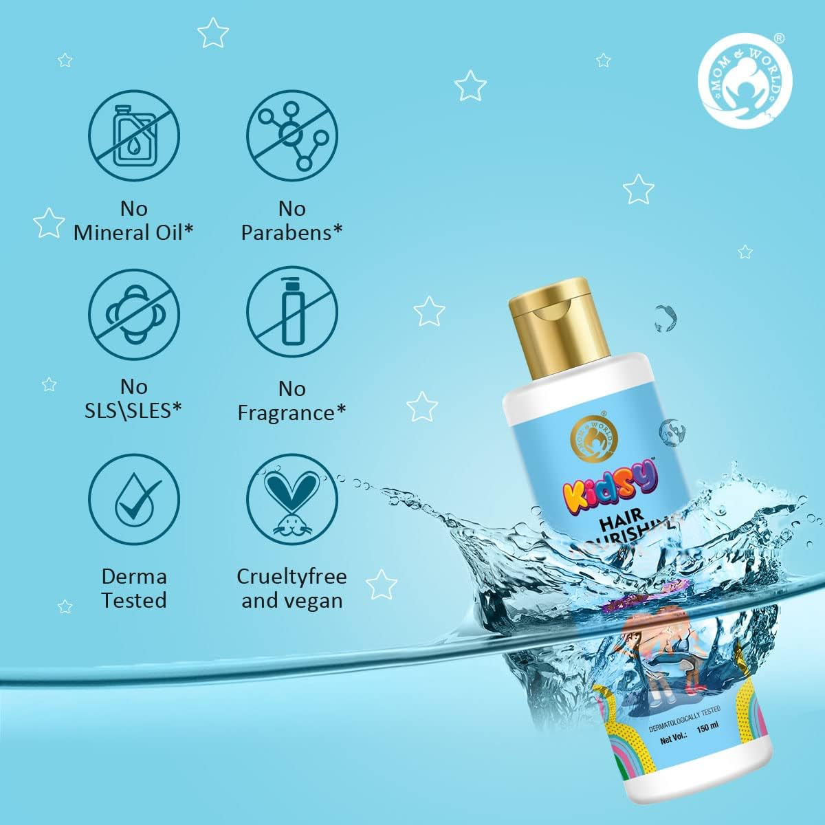 Mom & World Kidsy Hair Nourishing Oil with Comb Applicator for Kids, Dermatologically Tested, Enriched with 11 Pure Oils, 150Ml,1 image number 2