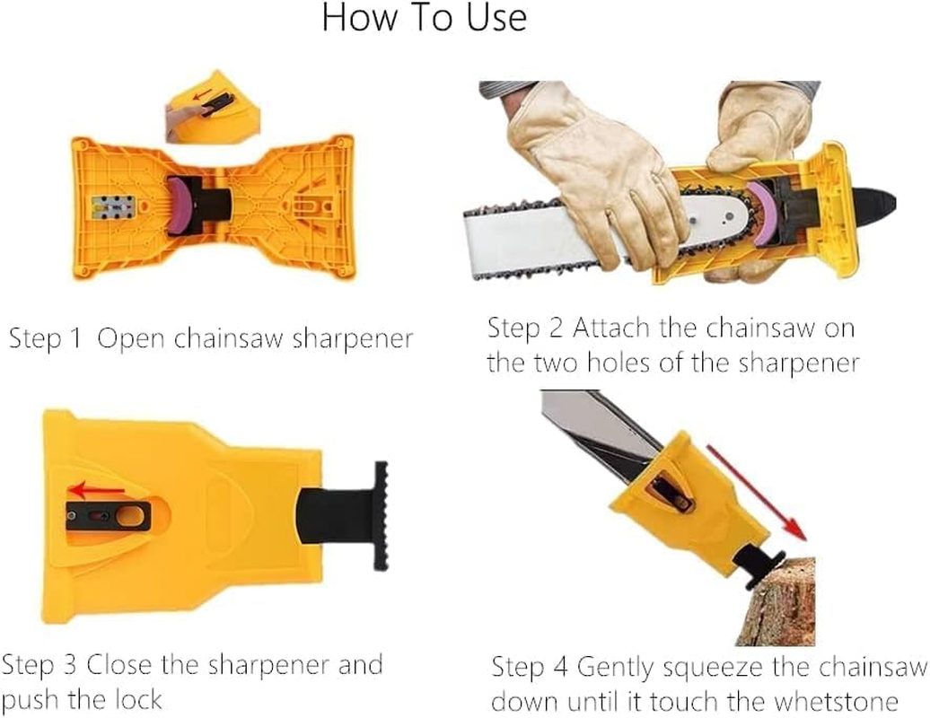 Chainsaw Sharpener with 4Pcs Whetstons, Chain Saw Blade Teeth Sharpener, Bar Mounted Chainsaw Sharpener, Universal Fast-Sharpening Stone Grinder Tools for 14/16/18/20 Inch Two/One Holes Chain Saw Bar image number 1