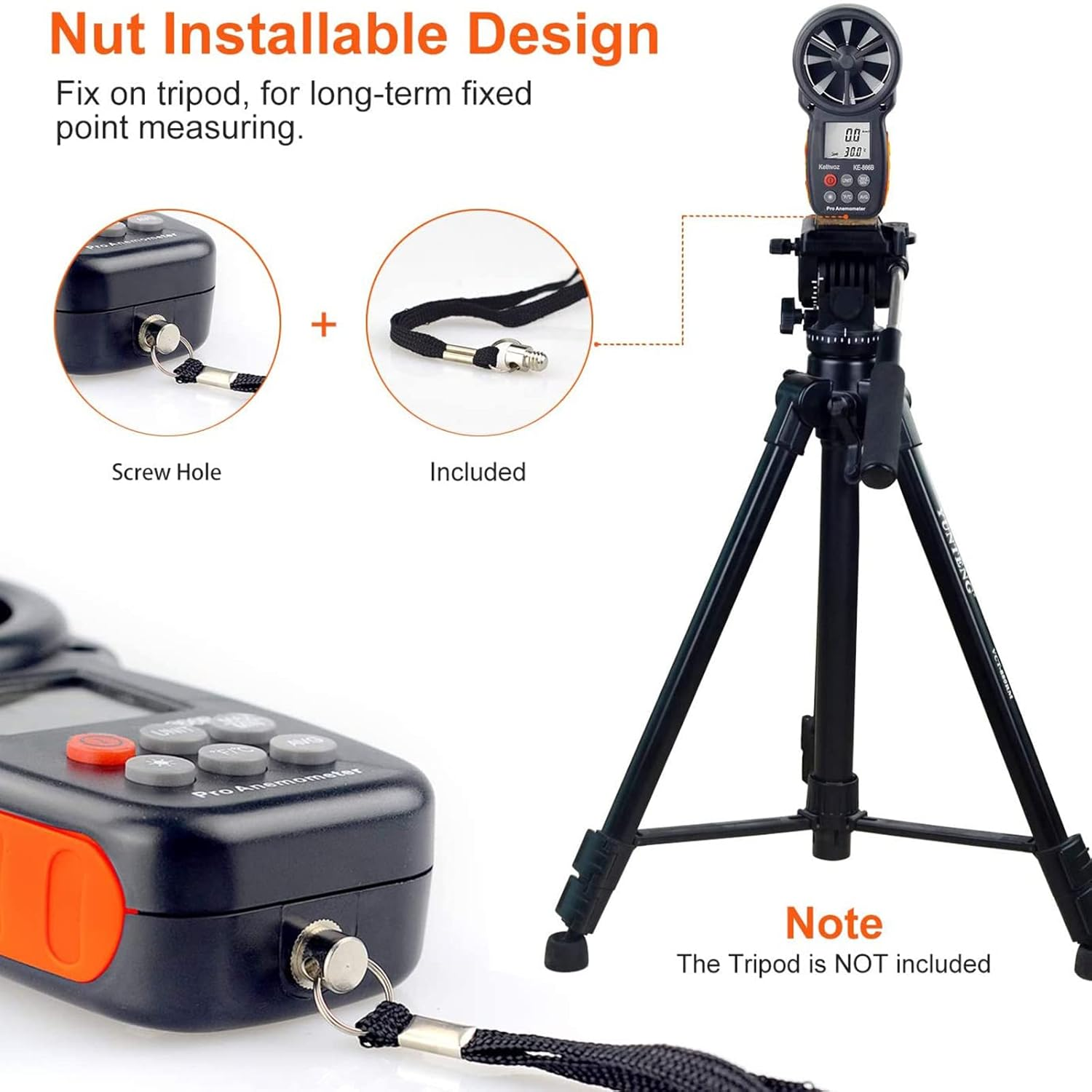 Handheld Anemometer Digital Wind Speed Meter, Kethvoz Windspeed Gauge Anemometro Measure Air Flow Velocity Check Wind Temp for HVAC Dust Collection Drone Flying Sailing Hunting image number 4