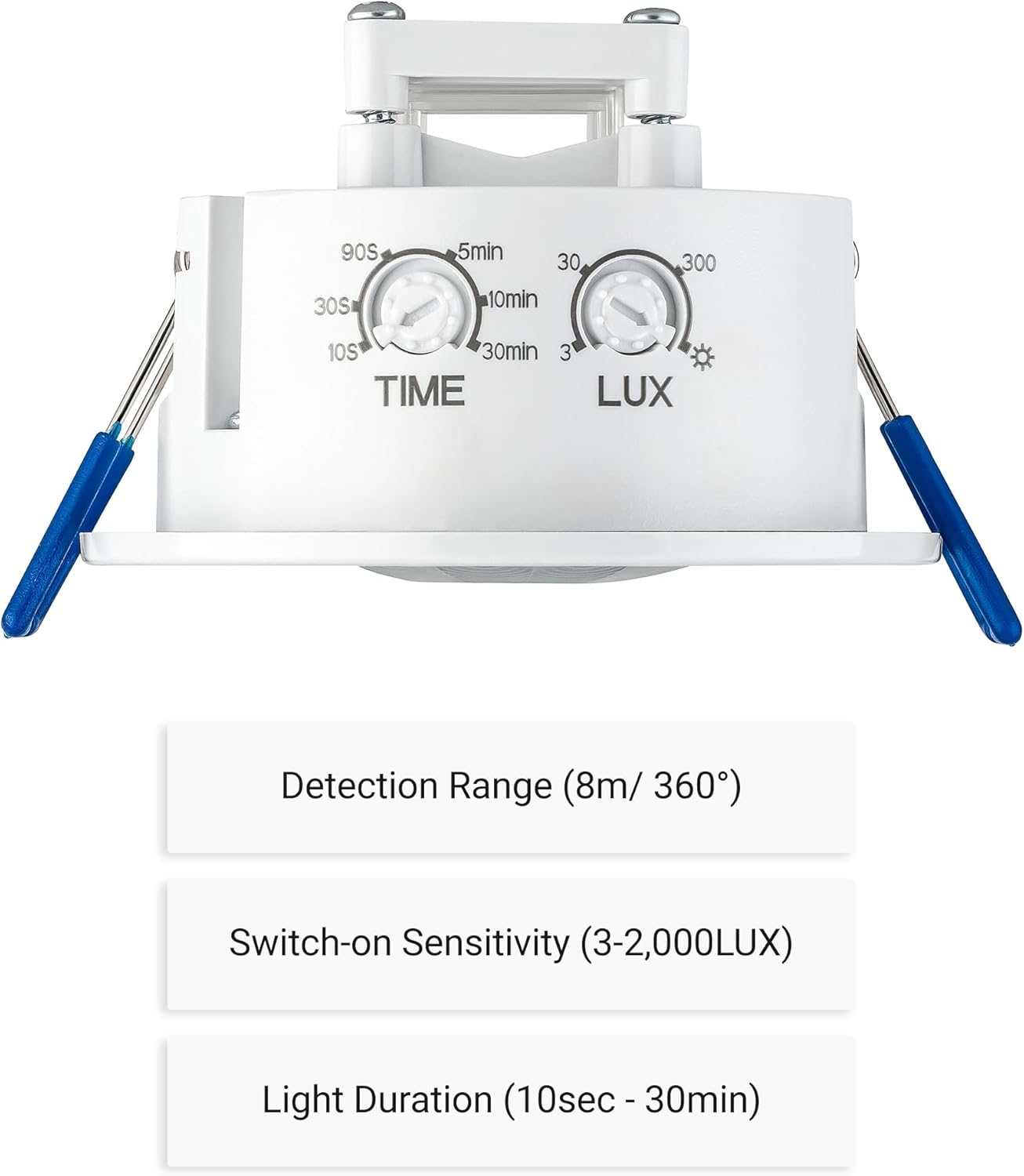 SEBSON Motion Sensor Flush-Mounted Ceiling Mounting Indoor Programmable Infrared Sensor Range 8 M / 360&deg; Installation Motion Sensor LED Suitable 3-Wire image number 2