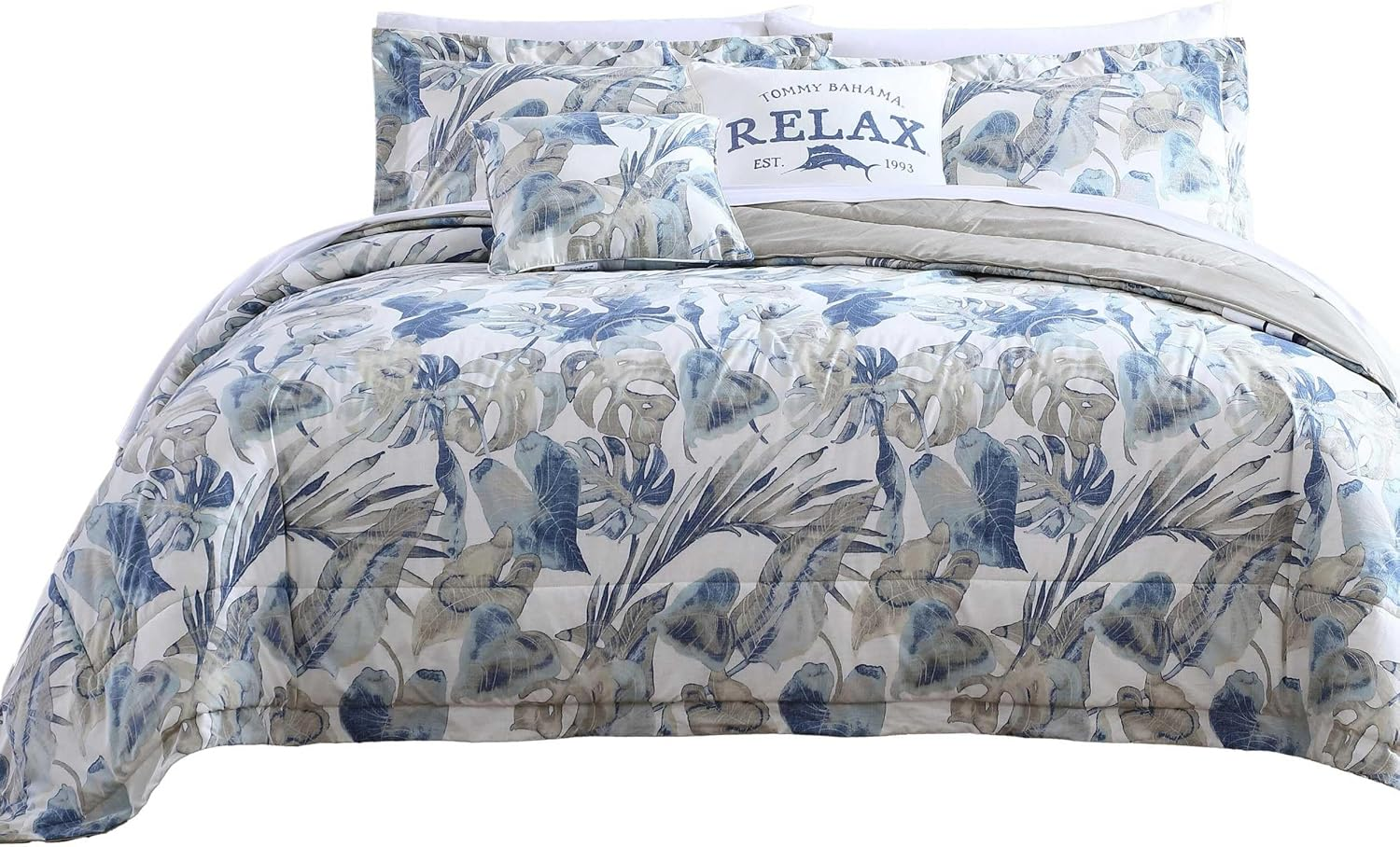 Tommy Bahama - King Duvet Cover Set, Cotton Bedding with Matching Shams & Button Closure, All Season Home Decor (Raw Coast Blue, King)