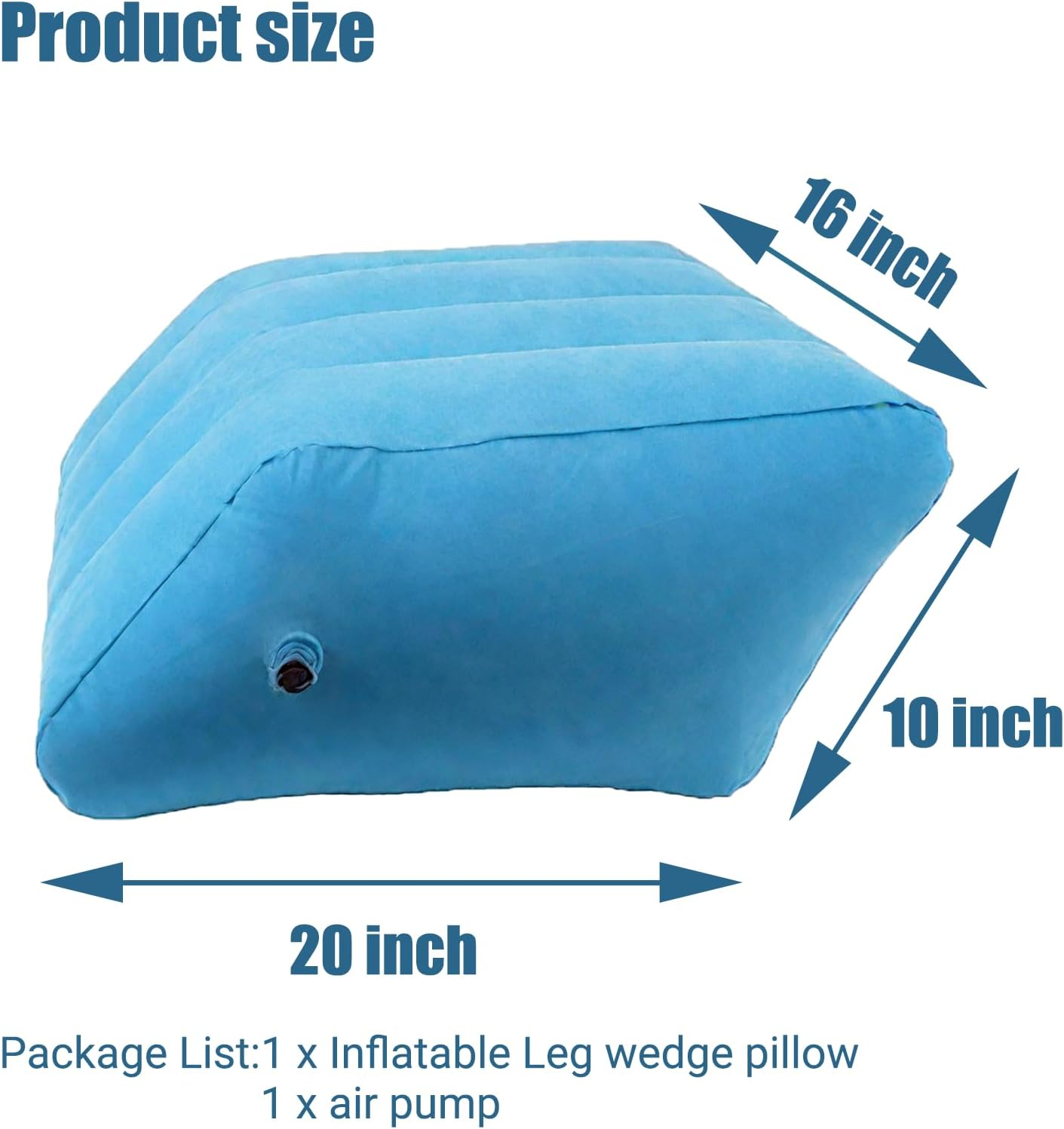 Inflatable Bed Wedge Pillow for Legs, Post-Surgery Swelling Foot, Knee, Ankle Elevation Stool for Bedridden Elderly (Blue, 20"X16"X10") image number 4