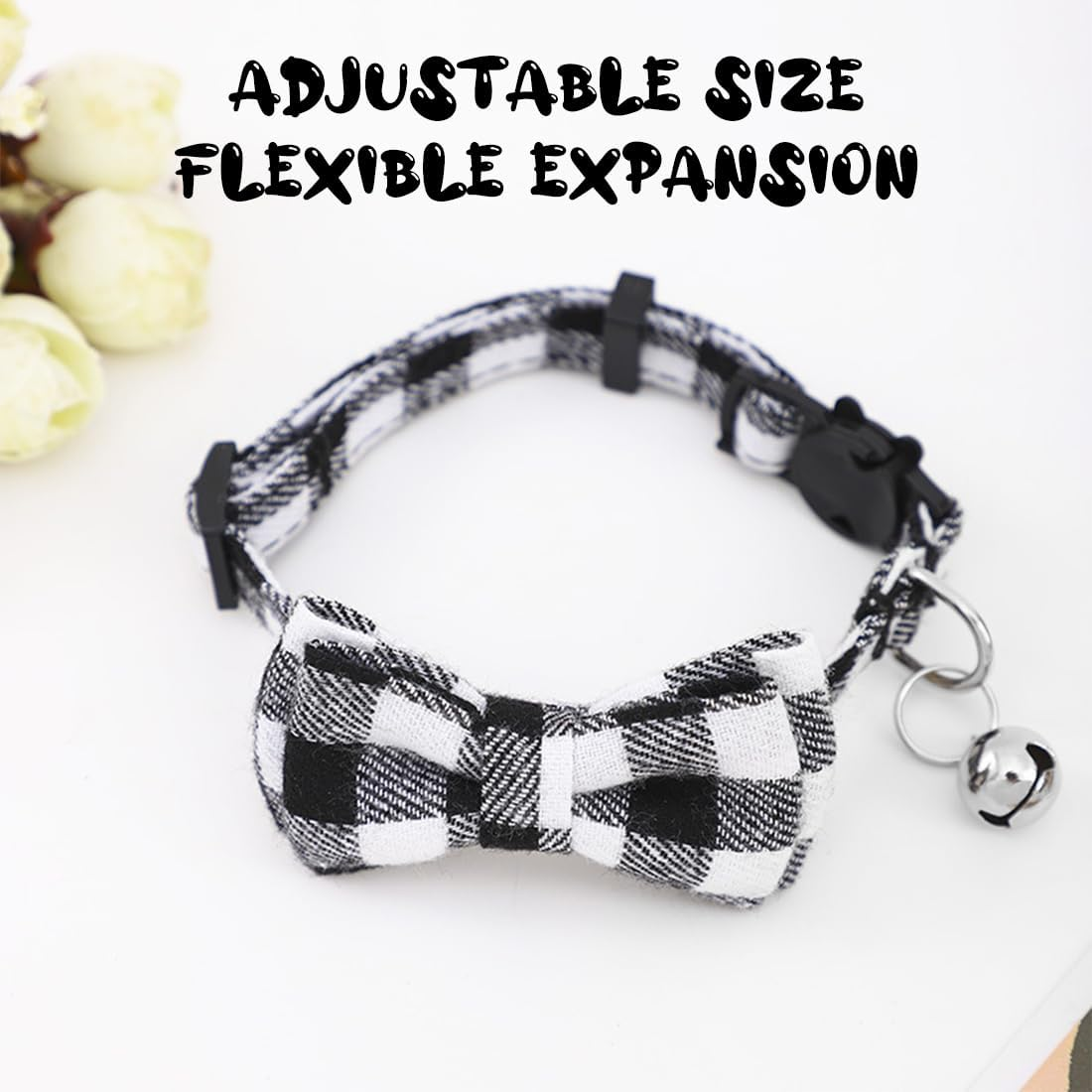 2 Pack Cat Collars with Bell, Cat Bow Tie, Breakaway Kitten Collar, Quick Release Safety Collars for Kittens and Small Dogs image number 3