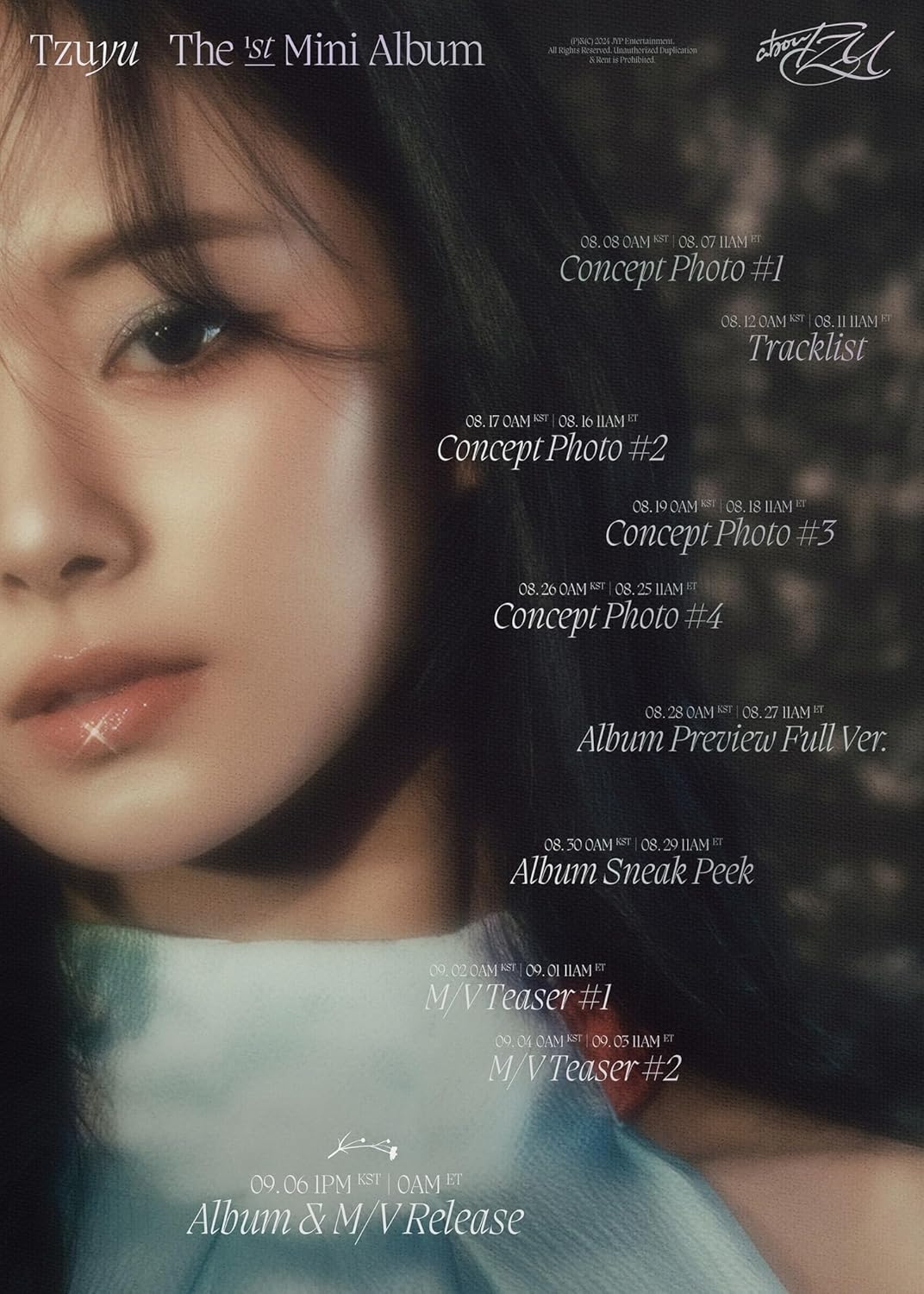 TWICE Tzuyu Aboutzu 1St Mini Album Standard Random Version Cd+96P Photobook+4P Photocard+2P Poster on Pack+1Ea Photo Film+1P Printed Photo+Etc+Tracking Sealed TSUYU