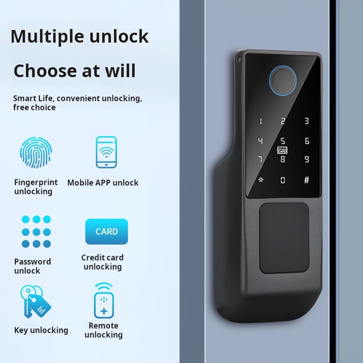 Xenocam Waterproof Outdoor Gate Smart Rim Smart Door Lock Wifi Fingerprint Smart Lock Support Password IC Card Key Wiring Digital Gate Access Control for Tuya image number 2