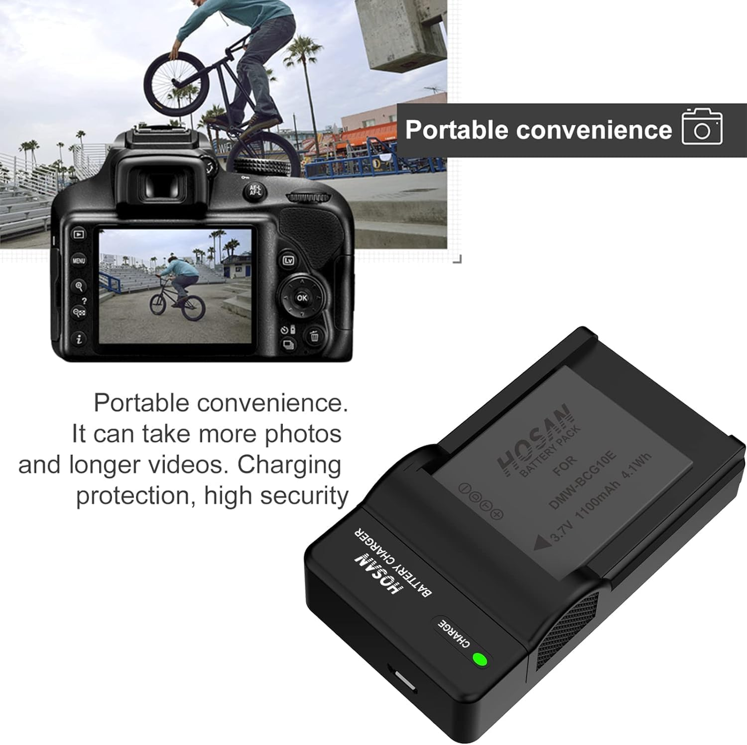 HTYCSCZ DMW-BCG10 Replacement Battery (2-Pack) and Portable USB Charger Kit for Panasonic Lumix DMC-ZS1, ZS3, ZS5, ZS6, ZS7, ZS8, ZS10, ZS15, ZS19, ZS20, DMC-TZ7 image number 6