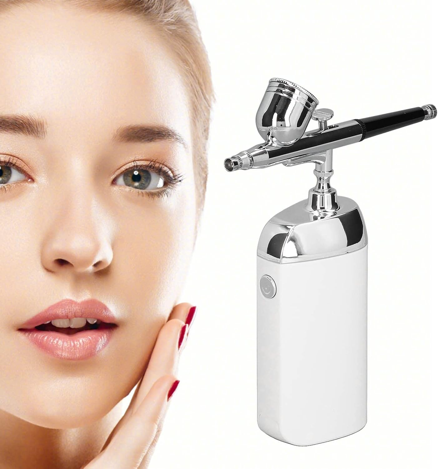 Oxygen Facial Portable Airbrush, USB Cordless Water Oxygen Airbrush Beauty Device Facial Oxygen Machine Portable Makeup Airbrush Moisturizing Sprayer Facial Mister Airbrush Kit (White) image number 2