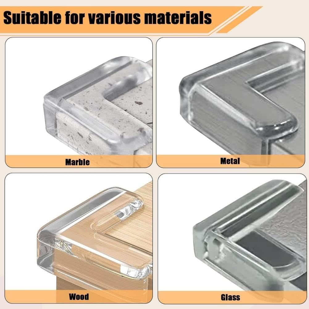 Corner Protectors, Clear and Transparent Corner Bumper Edge Cushion for Furniture, Table, Cabinet Sharp Corner Edge (12 Pack) image number 4