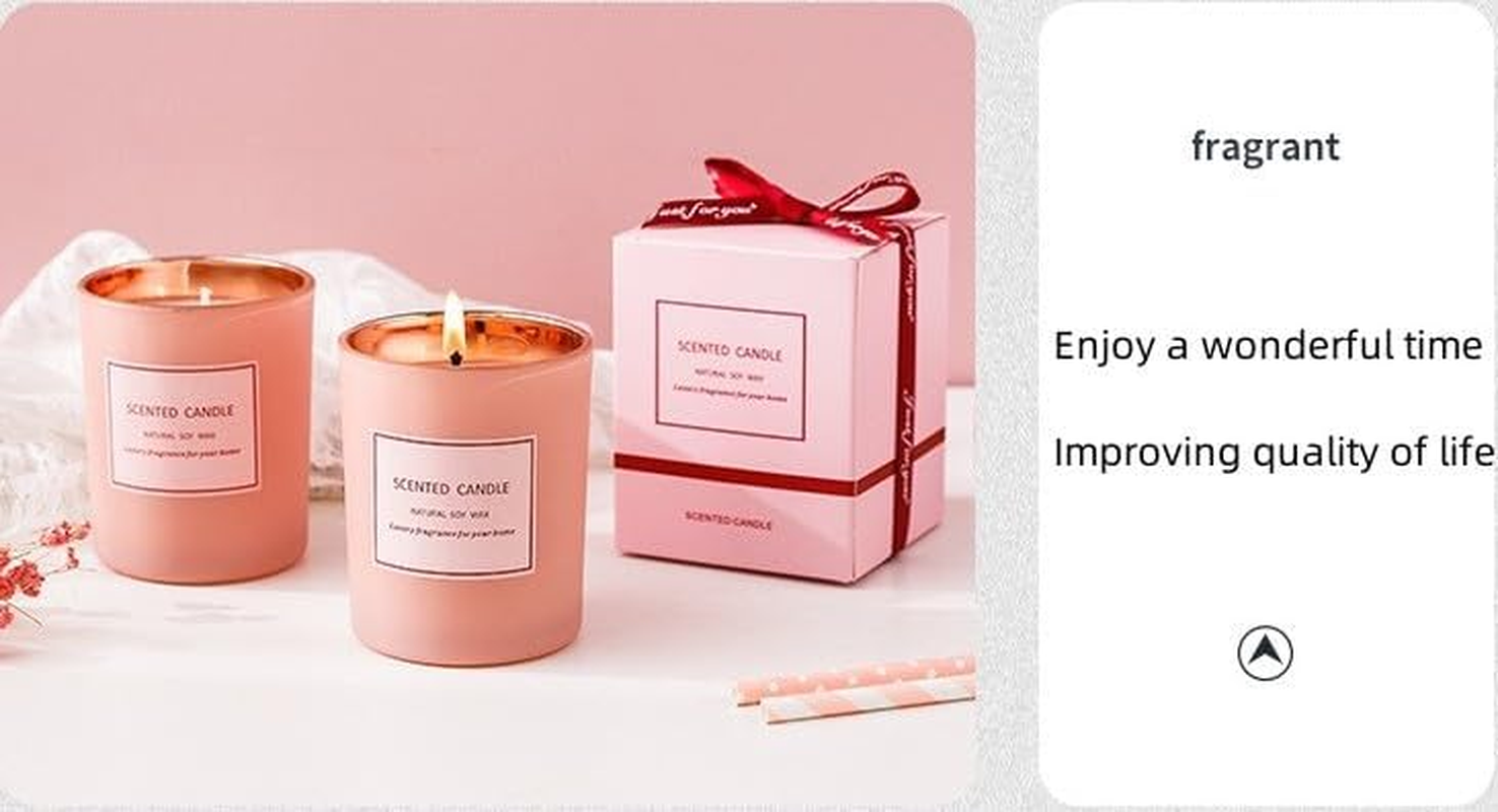 Women'S Pink Jar Candle- Early Morning & Pine Wood Scented Candles for Womens Gift- Pure Natural Soy Wax Candle for Stress Relief and Home Decor，Valentine'S Day Gifts