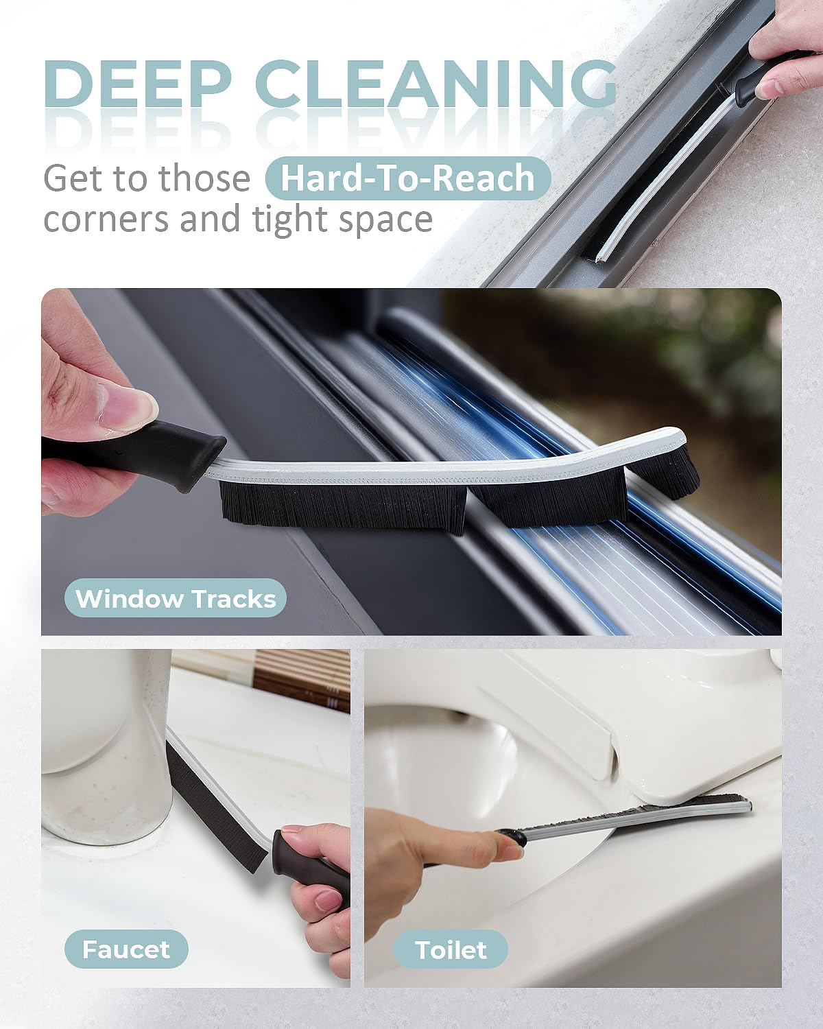 Sxhyf Cleaning Brush - Hard Bristle Crevice Cleaning Brush, Multifunctional Gap Cleaning Scrub Brush, Cleaning Tools for Household Use, Home, Kitchen, Bathroom, Window, Vehicle, (3, Light Blue) - 6, Black image number 5