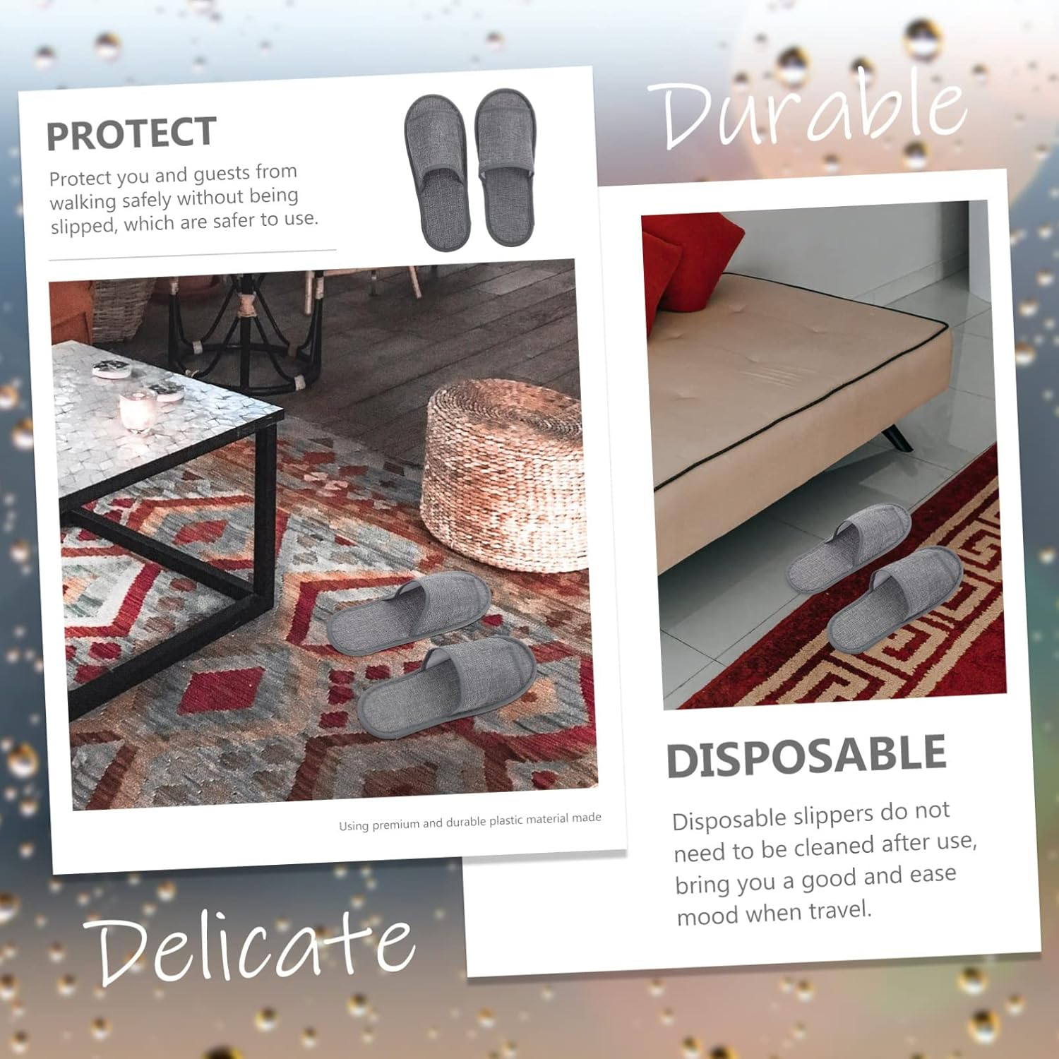 10Pairs Disposable Travel Slippers Slip Indoor Slippers Cotton for Guest Convenient Use at Home Hotel image number 1