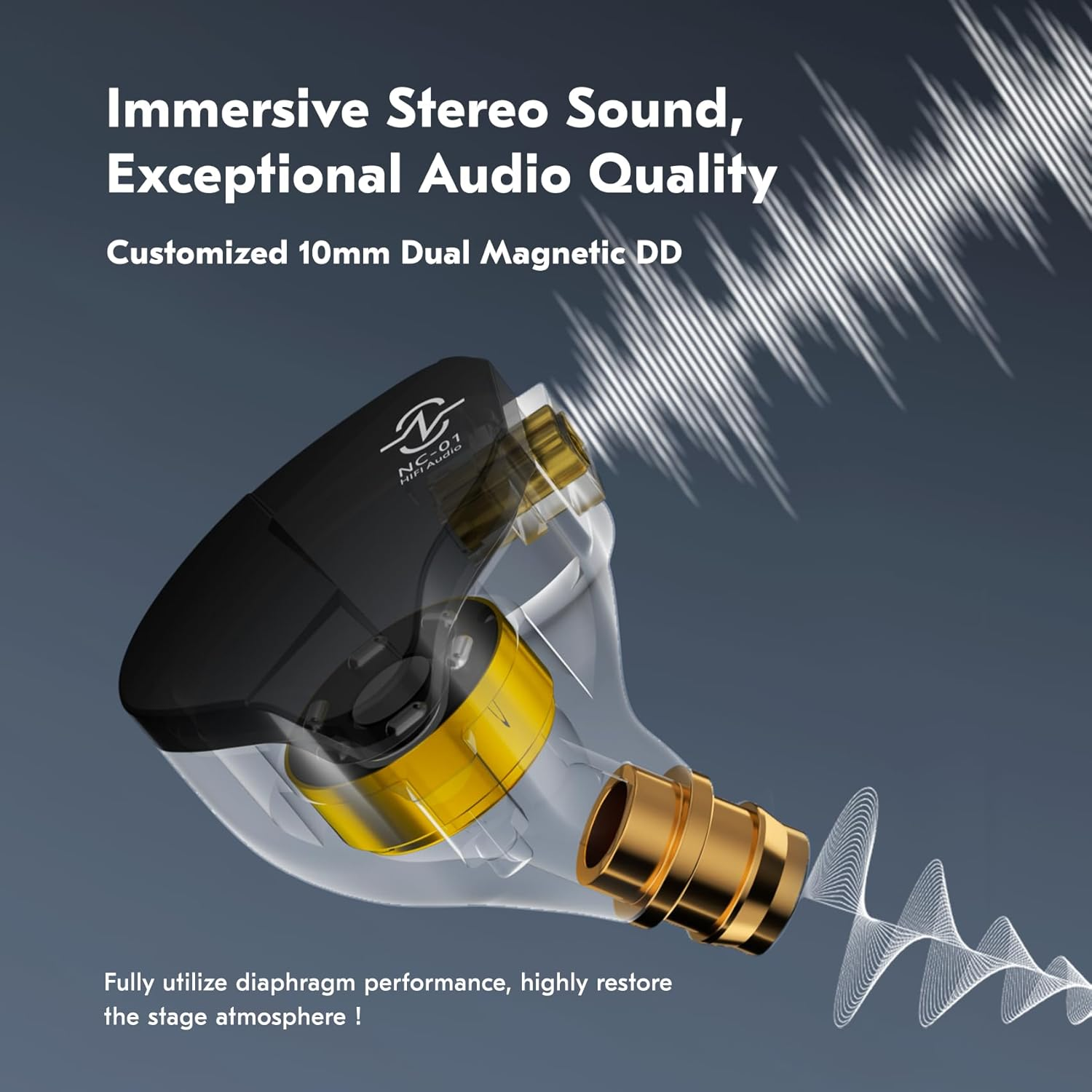 Yinyoo CCZ NC01 Gospel IEM In-Ear Monitors 10Mm Dual Magnetic DD Earphones Wired 2 Pin TFZ Gaming Earbuds with OFC Cable In-Ear Headphones Hifi for Audiophiles/Gamers