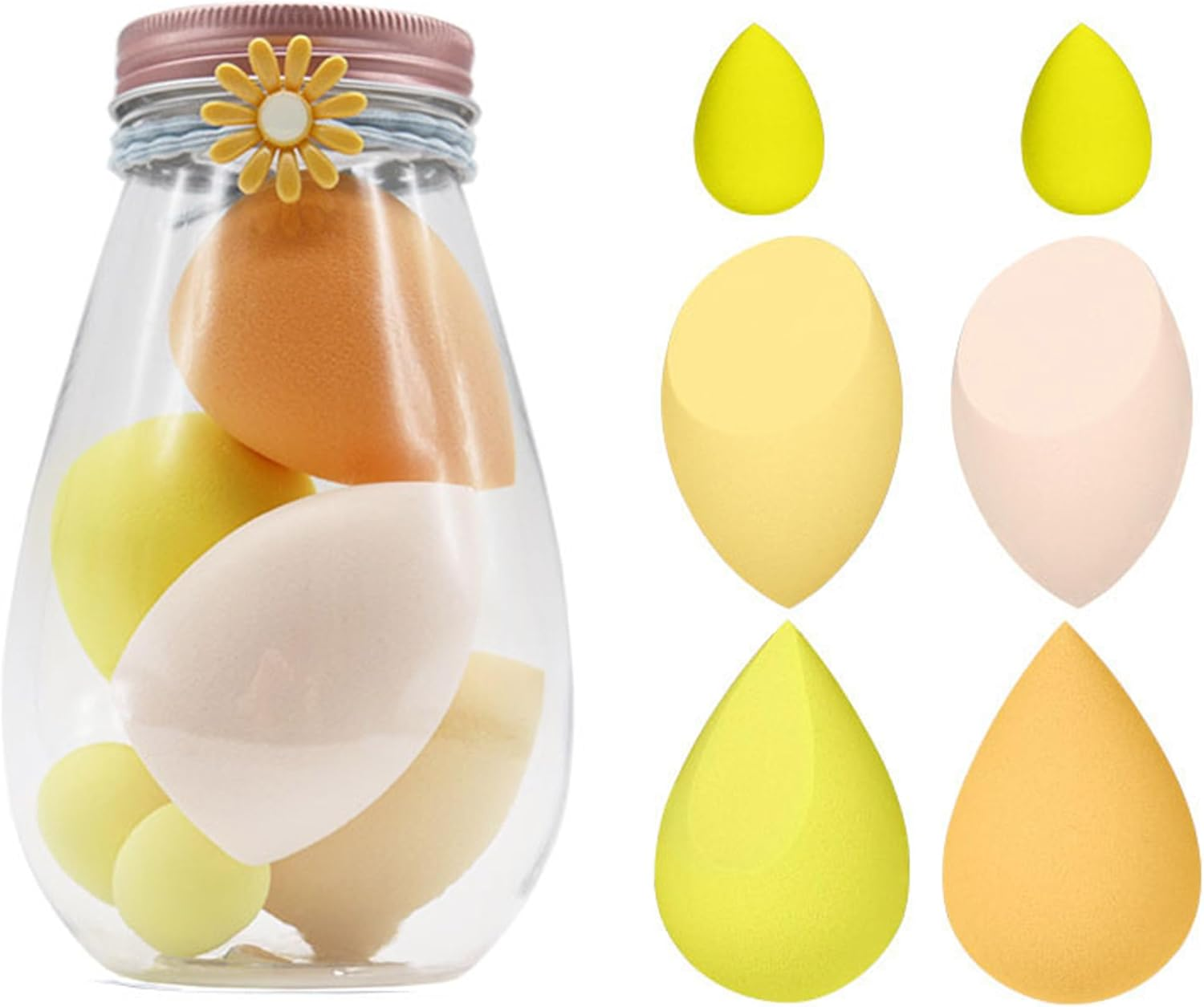 Makeup Sponge Set,Beauty Sponge Blending Foundation Sponge Makeup Puff with Case,6Pcs for Cream, Powder and Liquid