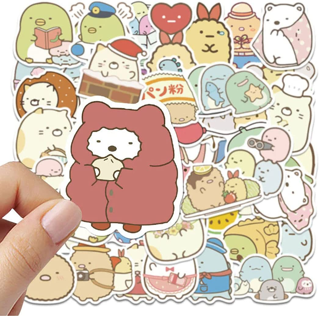 50Pcs Cute Kawaii Stickers, Vinyl Stickers for Laptop, Bumper, Skateboard, Water Bottles, Computer, Phone, Lovely Decor Japanese Stickers for Teens Adult (Kawaii Animal Stickers)
