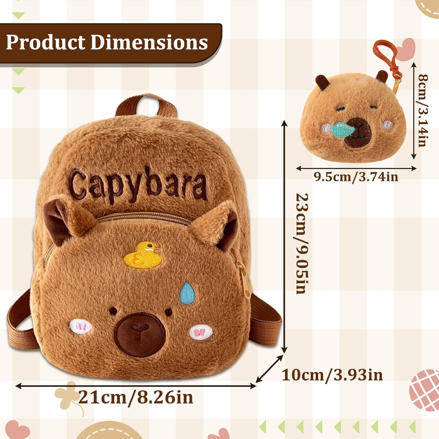 FOSDICK Capybara Backpack Nursery Cute Capybara Bag Nursery Kawaii Children'S Backpack Small Backpack Children with Change Purse Plush Nursery Backpack Children'S Backpacks for School Camping image number 2