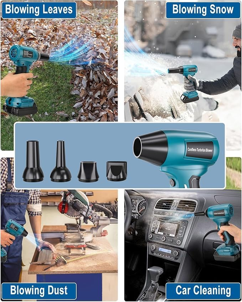 Cordless Leaf Blower, Turbo Jet Blower for Makita18V LXT Battery, Handhold Brushless Air Blower, Electric Air Blaster Duster with 130,000 RPM High Speed Brushless Motor for Cleaning