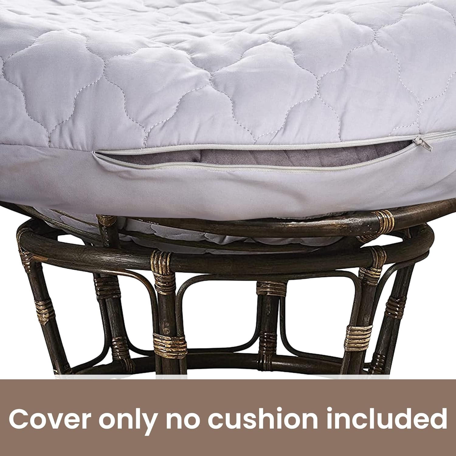 Hudson Comfort Papasan Cushion Cover - Quilted Shape, Soft Microfiber Fabric, Zippered Papasan Cushion Cover Only - 55 Inches (Fits a 50-55 Inch Papasan Cushion) Grey, 55 Inch (Fits a 50-52 Inch) image number 2
