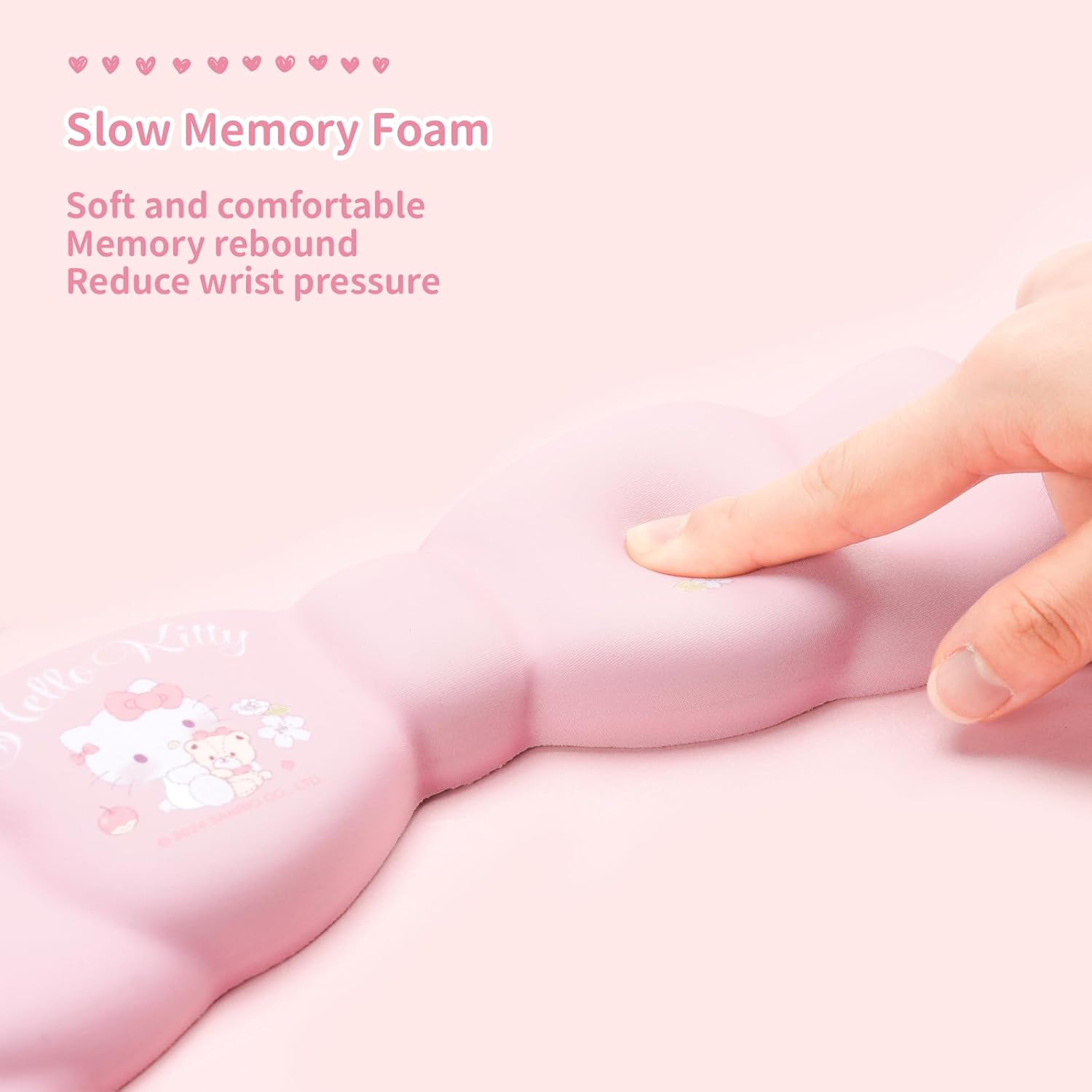 Memory Foam Bowknot Wrist Rest,Non-Slip Rubber Base Keyboard Wrist Rest for Gaming,Or Home Office Work (Pink) image number 1