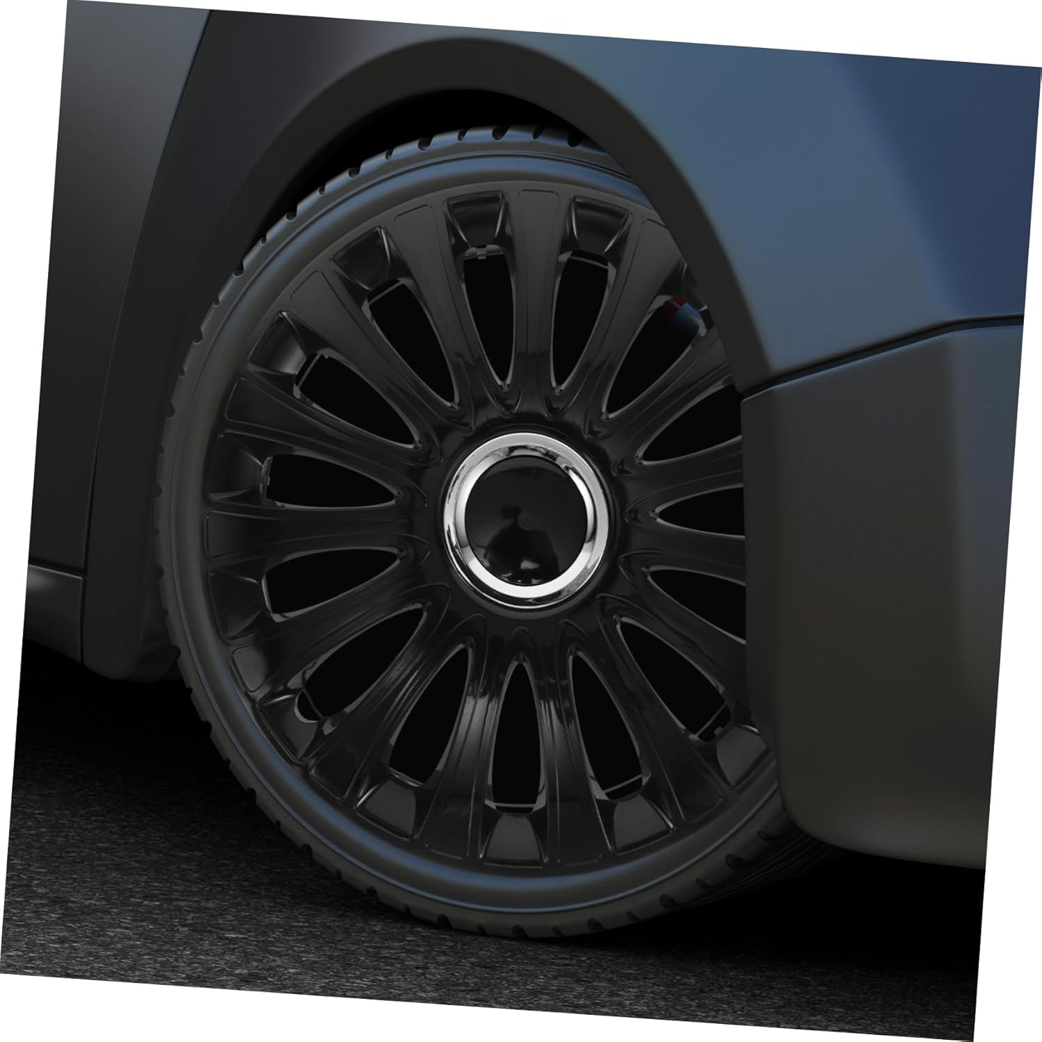 Beatifufu 14-Inch Universal Automotive Wheel Hub Cover Black Plastic Rim Caps Replacement Hubcaps for Cars Truck Vehicle Wheel Rim Decoration