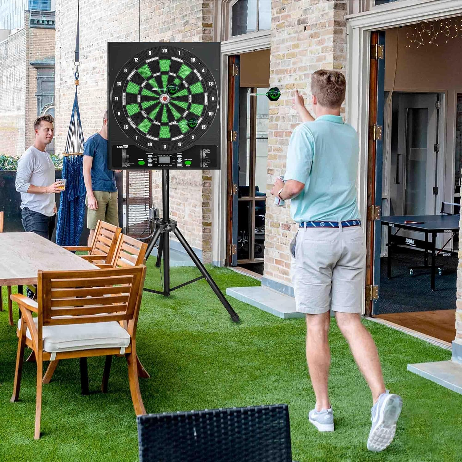 Cyeelife Electronic Dart Board,Soft Tip Dartboard Set,Digital Electric Dart Boards with LED,12 Darts 24 Flights 50 Tips 2 Flight Protectors Power Adapter,3 Language Changes,Up to 8 Players image number 6