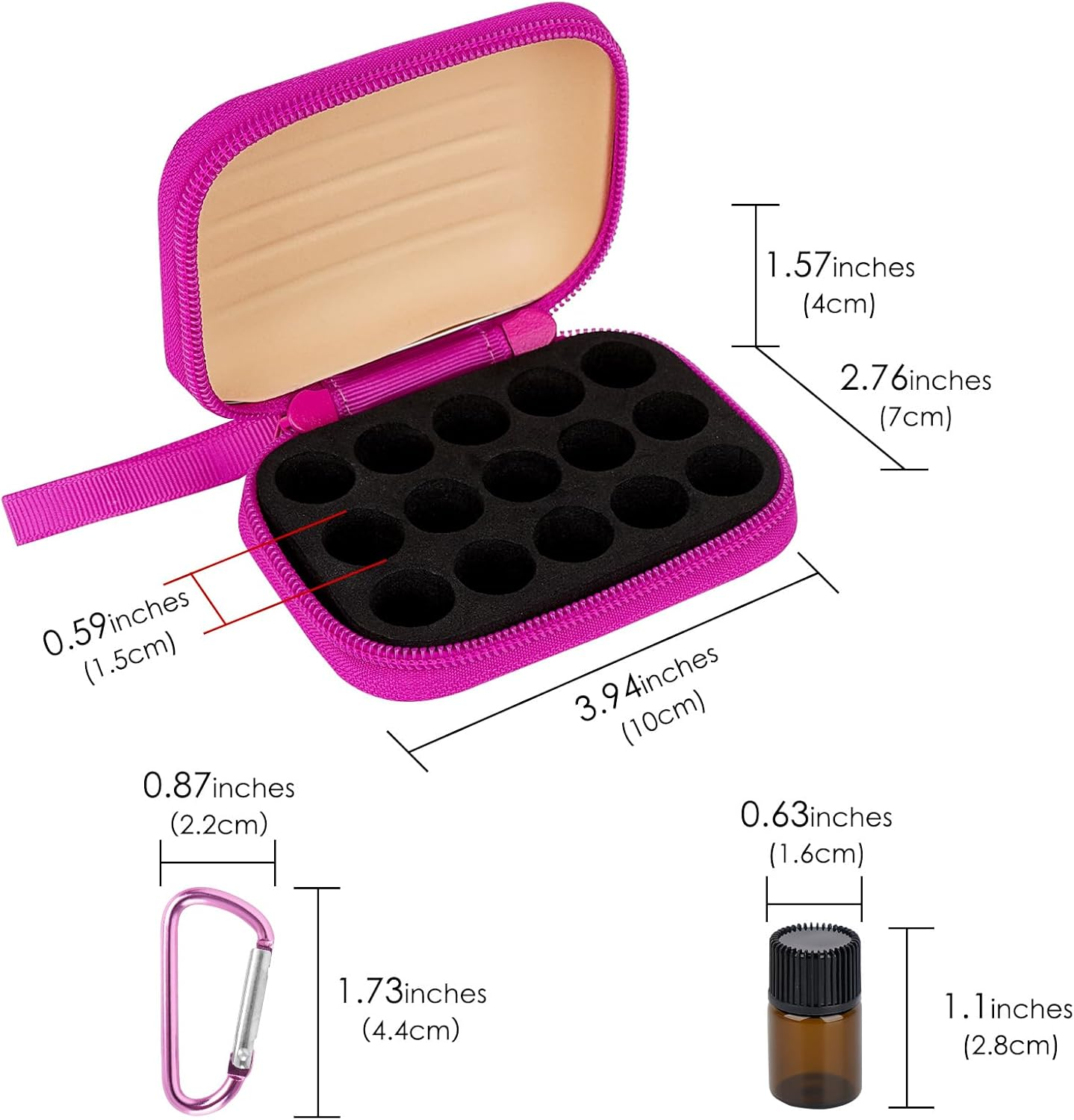 Biiange 2Pcs Mini Essential Oil Bottle Case with 30 Empty 2Ml Vials, Travel Storage Organizer Box for Essential Oils, Compact Aromatherapy Holder for Home, Travel & Outdoor Use (15 Slots, Rose Red) image number 4
