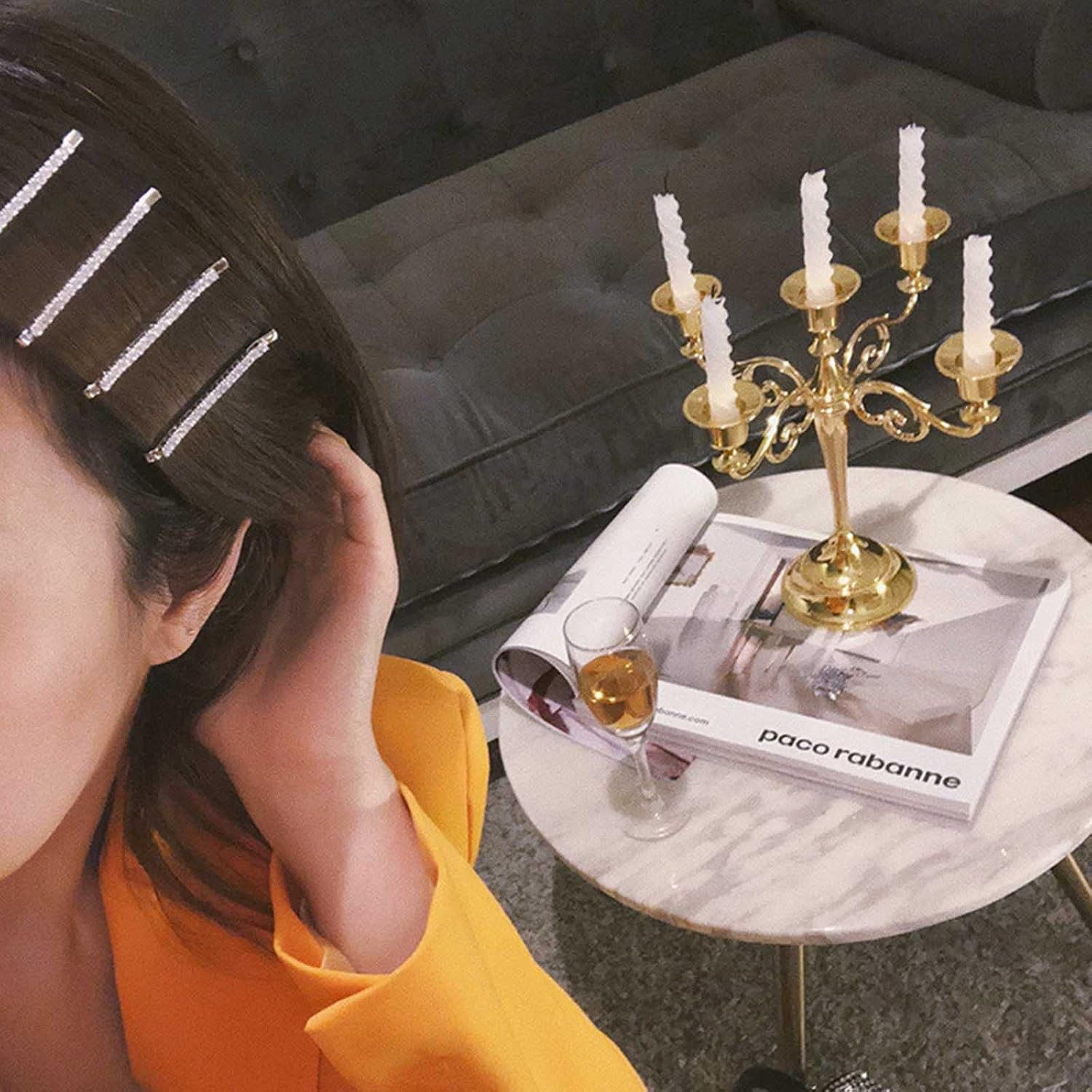 Wendalern Boho Wedding Crystal Hair Pin Vintage Rhinestone Hair Clips Silver Crystal Bobby Pins Shiny Diamond Hair Pins Hair Clip Hair Accessories for Women and Girls (Pack of 1) image number 5