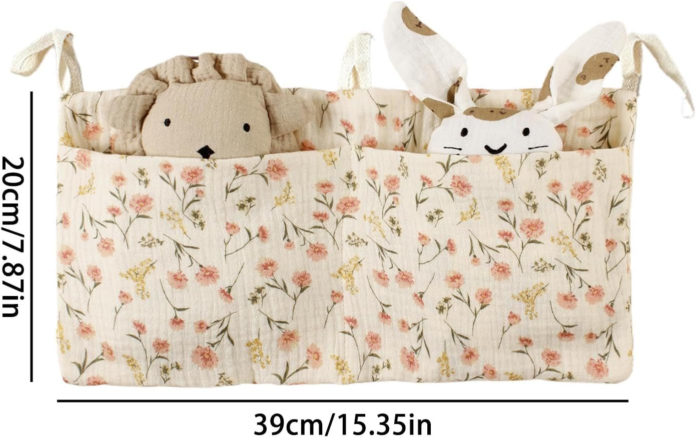 Baby Bed Side Diaper Storage Bag - Bedside Storage Suspending Bag - Crib Accessories, Bedside Organizer, 2 Pockets Nursery Organizers and Storage for Diapers Toys Clothing image number 1