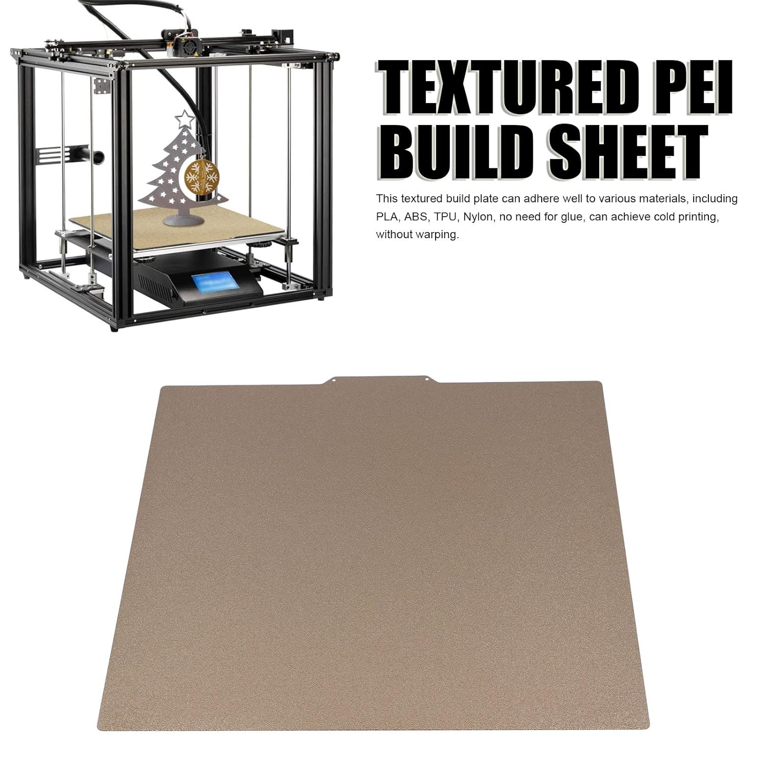 Gernie Double Sided Textured PEI Sheet, 377X370Mm Magnetic Build Plate, 3D Printing PEI Build Plate, 3D Printer Platform with Magnetic Base for Ender 5 Plus, 3D Printer Bed Platform image number 1