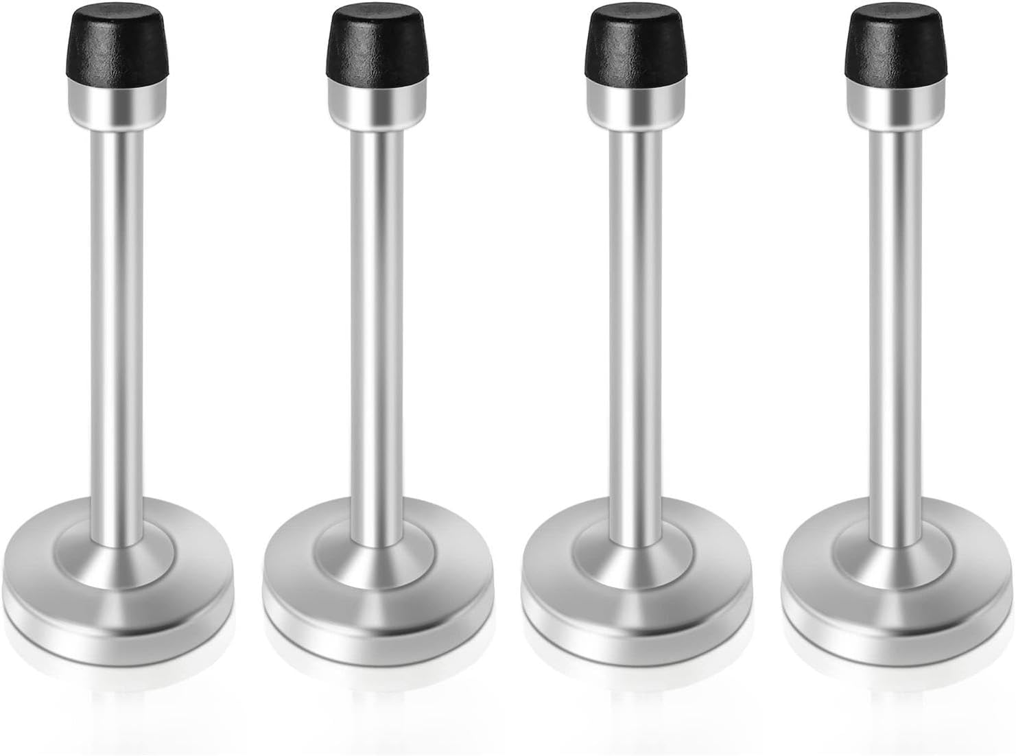 JZS Door Stops, Brushed Satin Door Stopper Mute Solid Rigid Door Stop with No Odor Rubber Tip, Heavy Duty Nickel Rubber Door Holder