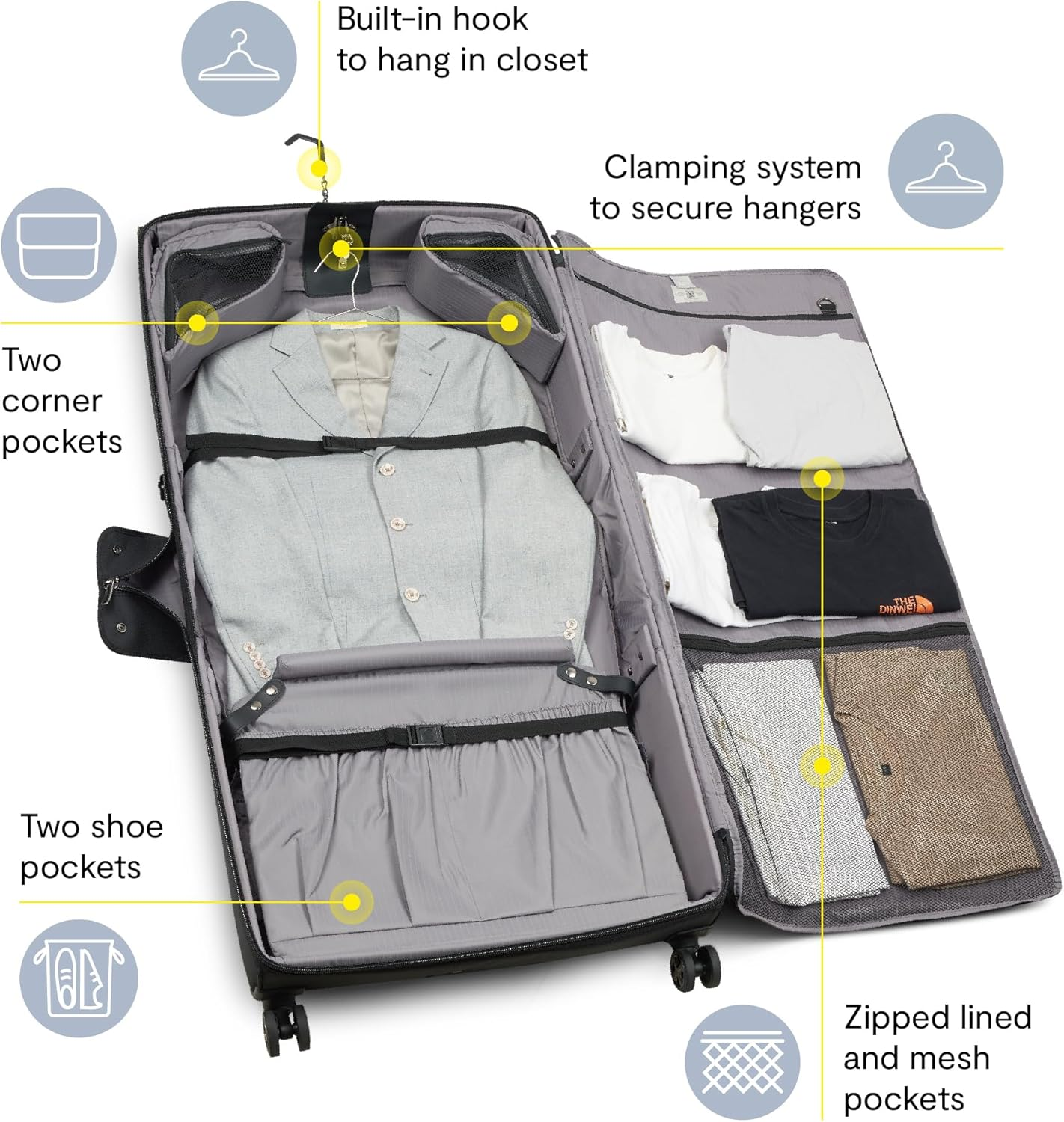 DELSEY Paris Luggage Helium DLX Garment Bag with Spinner Wheels, Black, 24 Inch, Black, 24 Inch, Helium DLX Garment Bag with Spinner Wheels image number 1