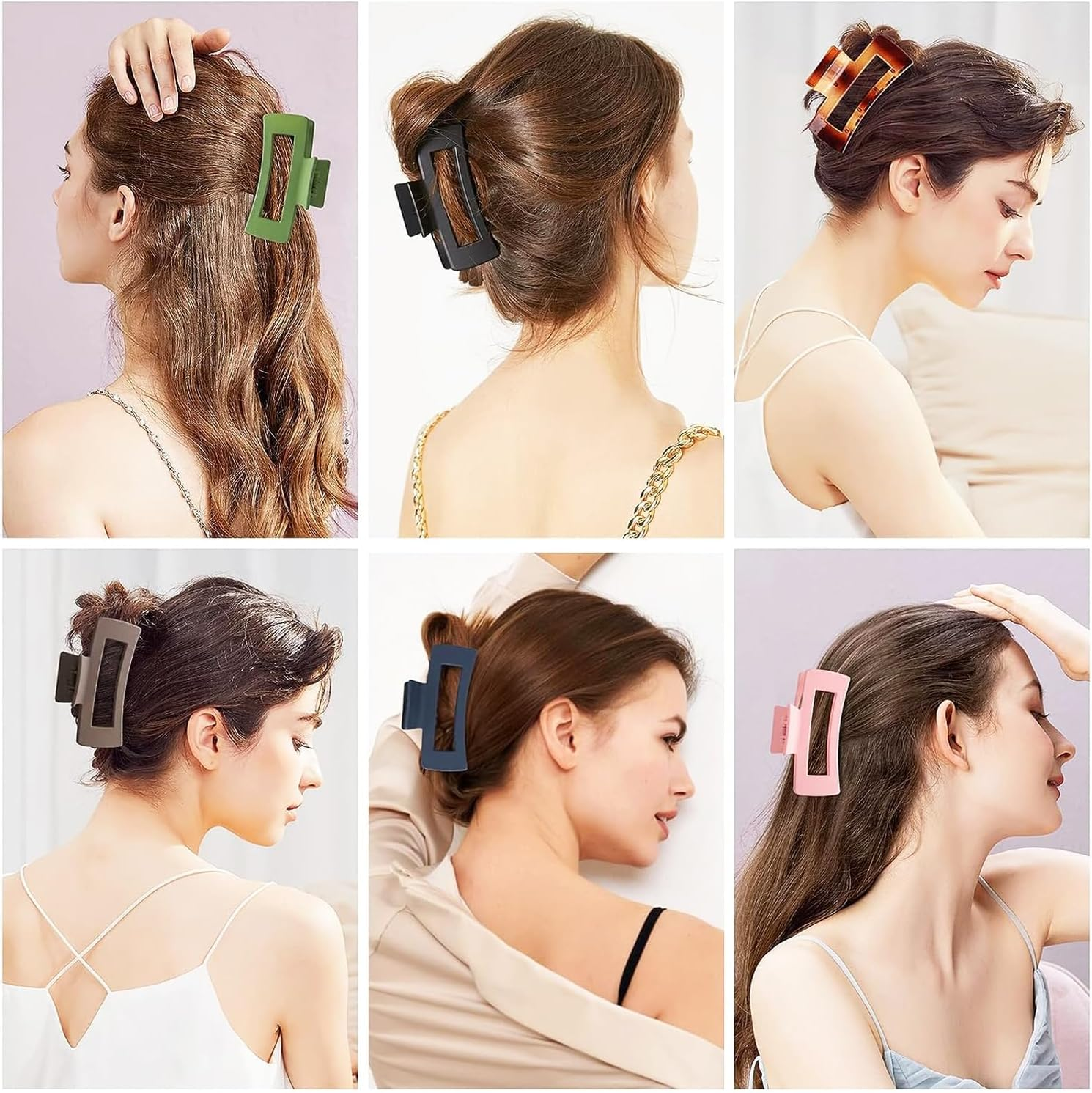 Hair Claw Clips for Women,Non-Slip Hair Claw Clips,Matte Hair Clips,Large Hair Claws Strong Hold Hair Styling Accessories for Women Gift (Multicolor) image number 5