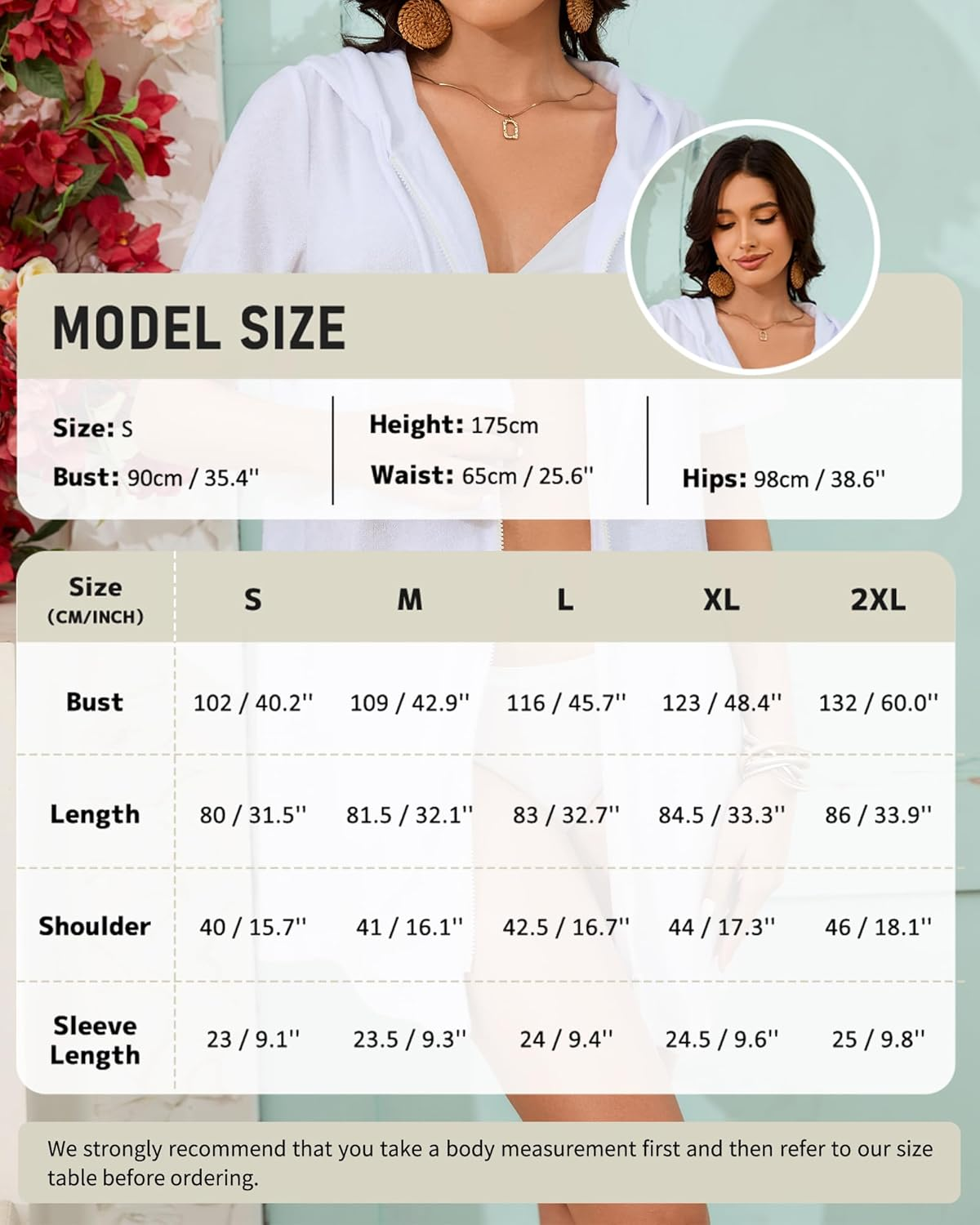 Bsubseach Terry Cloth Cover up for Women Zipper Hooded Swim Robes Beach Shirt with Pockets image number 5