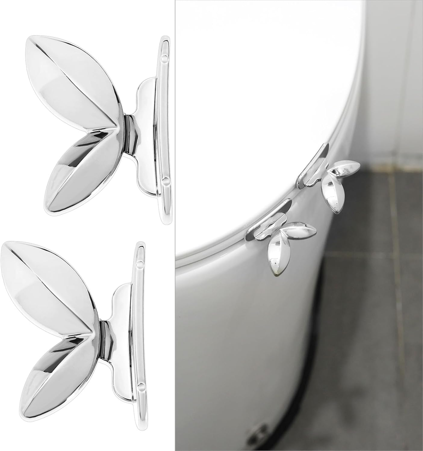 2Pcs Toilet Seat Lifter with Acrylic Adhesives ABS Toilet Lid Handle Toilet Lid Lift Tool Accessories for Home Hotels Toilet Silver image number 5