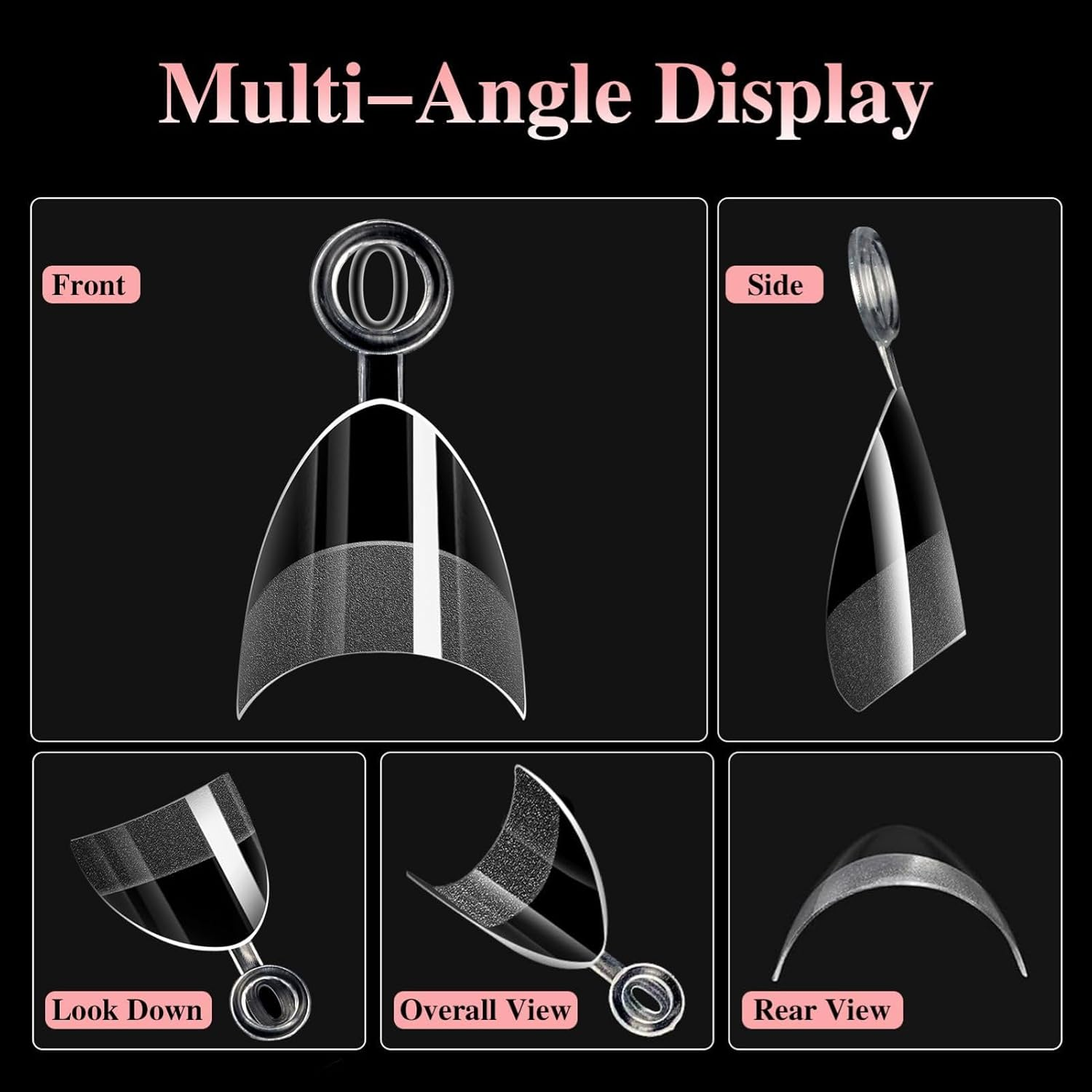 AYAITEE 600Pcs Short Almond Nail Tips, Half Cover Clear Fake Nails, 12 Sizes Pre-Shaped Soft Gel Artificial Nail Extensions for Home DIY & Salon Use image number 1