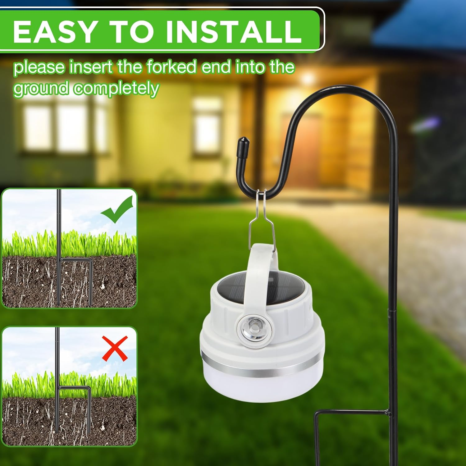 Hicarer 24 Pack 15 Inch Shepherds Hooks Outdoor Plant Hanger Hook Metal Black Garden Bird Feeder Pole for Hanging Solar Lanterns Flower Basket Jars Christmas Lights Wedding Decor