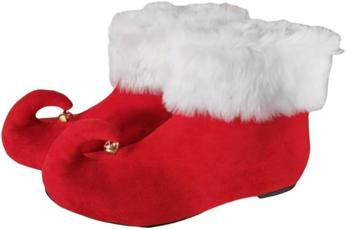 1 Pair of Red Christmas Elf Shoes for Adults for Christmas Halloween Festive Length 24Cm