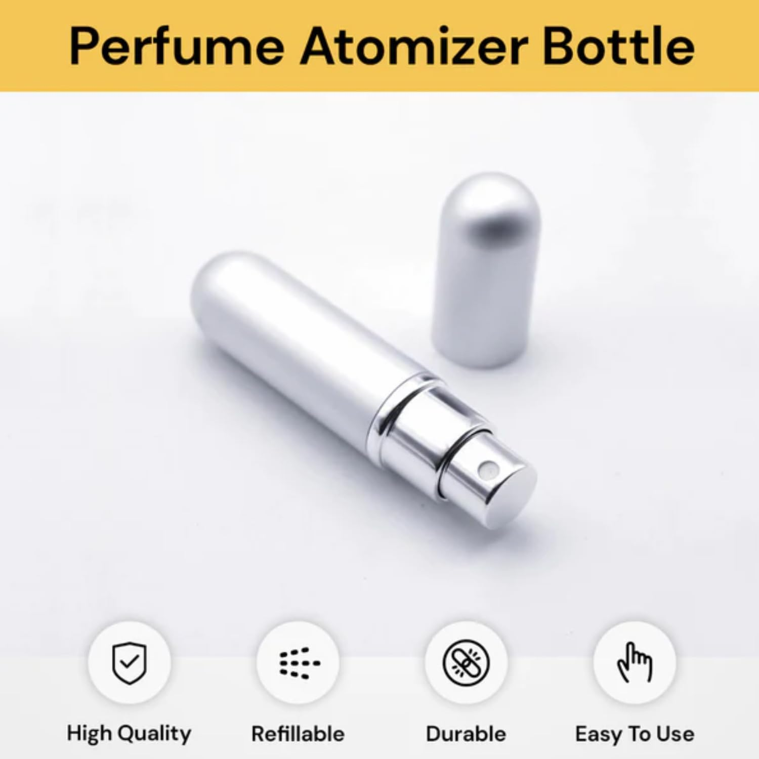 EZONEDEAL Mini Refillable Perfume Portable Atomizer Bottle Refillable Perfume Spray, Refill Pump Case for Traveling and Outgoing 5 ML (Silver)